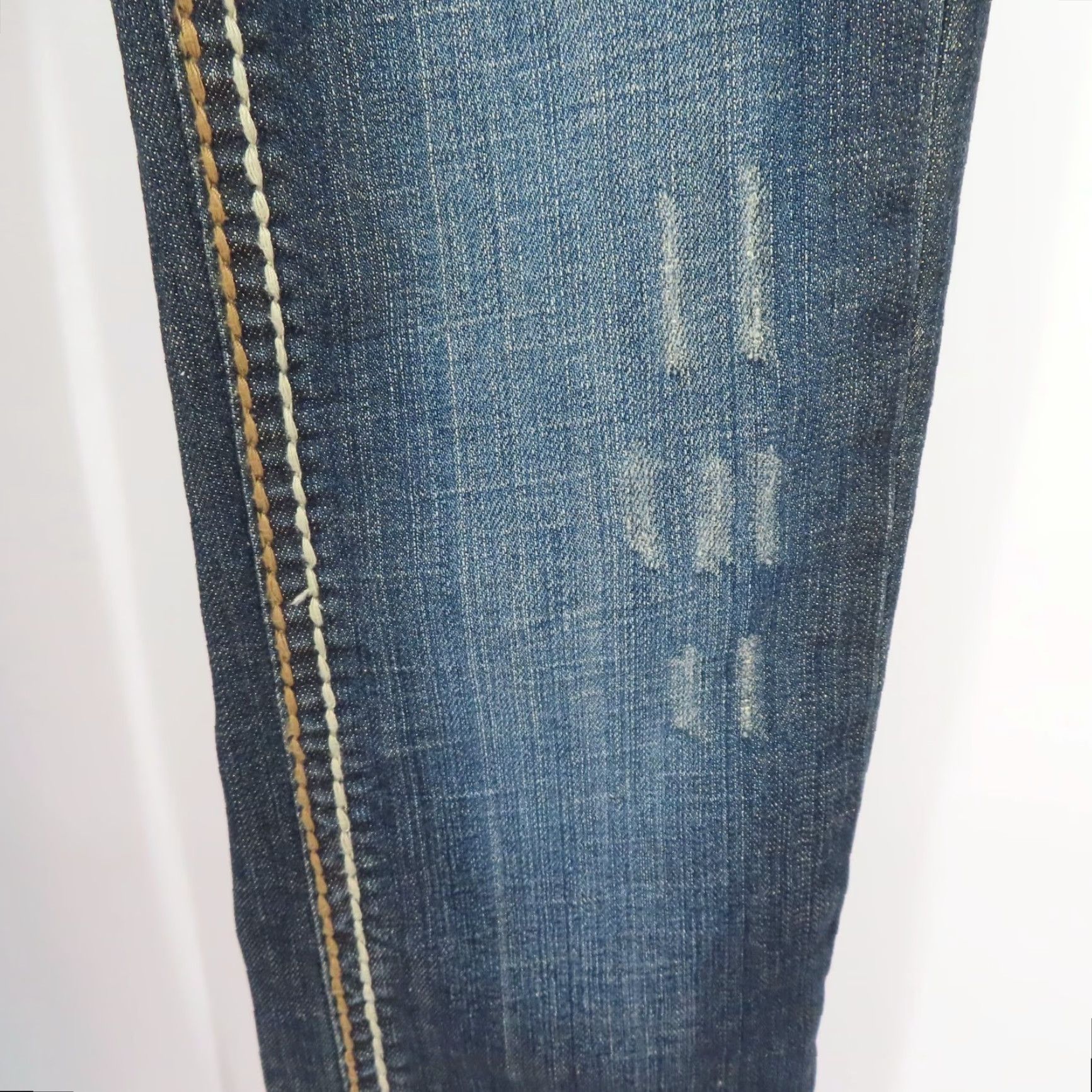 Denime Antique Rivet Jeans Women 25 Denim Distressed Studded 5-Pocket Skinny Cotton Blend Blue Vintage? No (avoid adding) Size 42" / US 20 - 5 Thumbnail