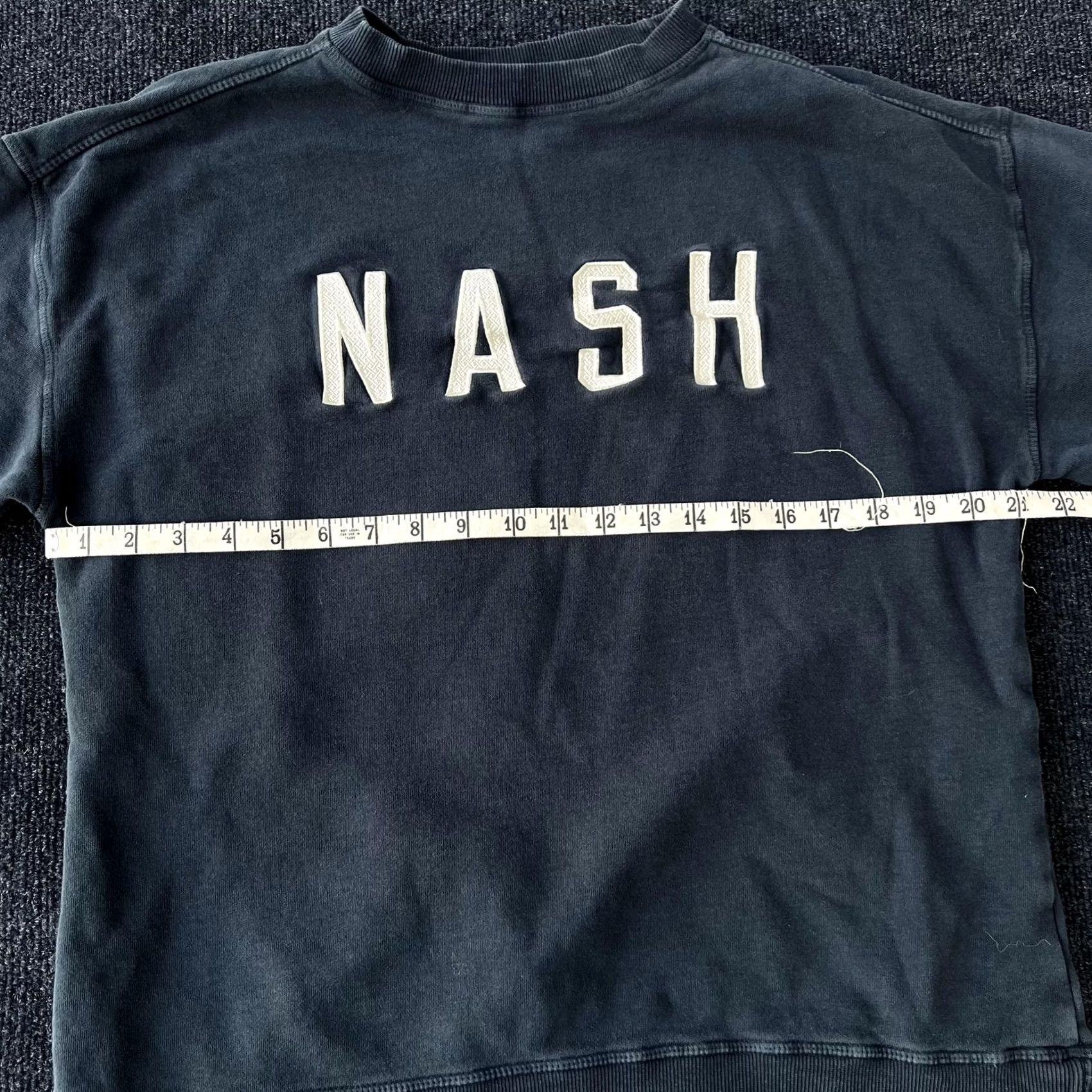 ASH NASH Sweatshirt Mens S/M Charcoal Blue Crewneck Applique Fleece Long Sleeve Size S / US 4 / IT 40 - 5 Thumbnail