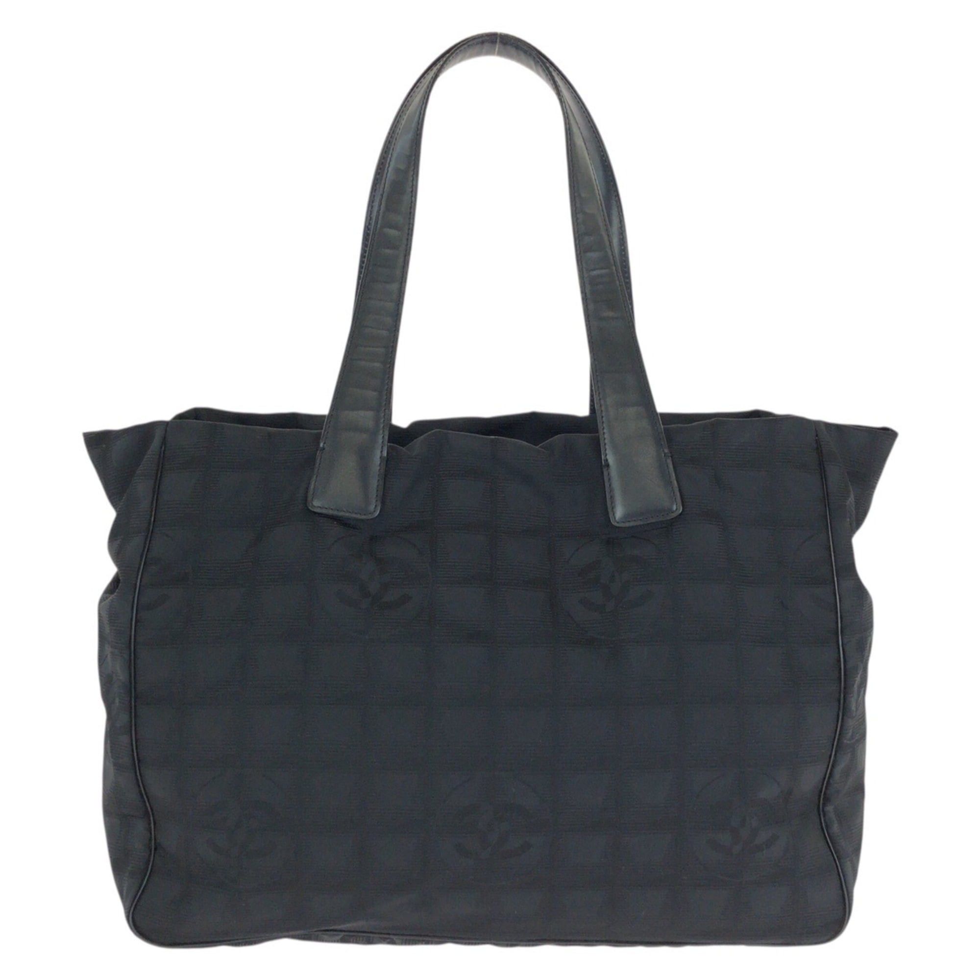Chanel CHANEL Vintage New Travel Line MM Coco Mark Black Nylon Leather Tote Bag Shoulder for Women Size ONE SIZE - 1 Thumbnail