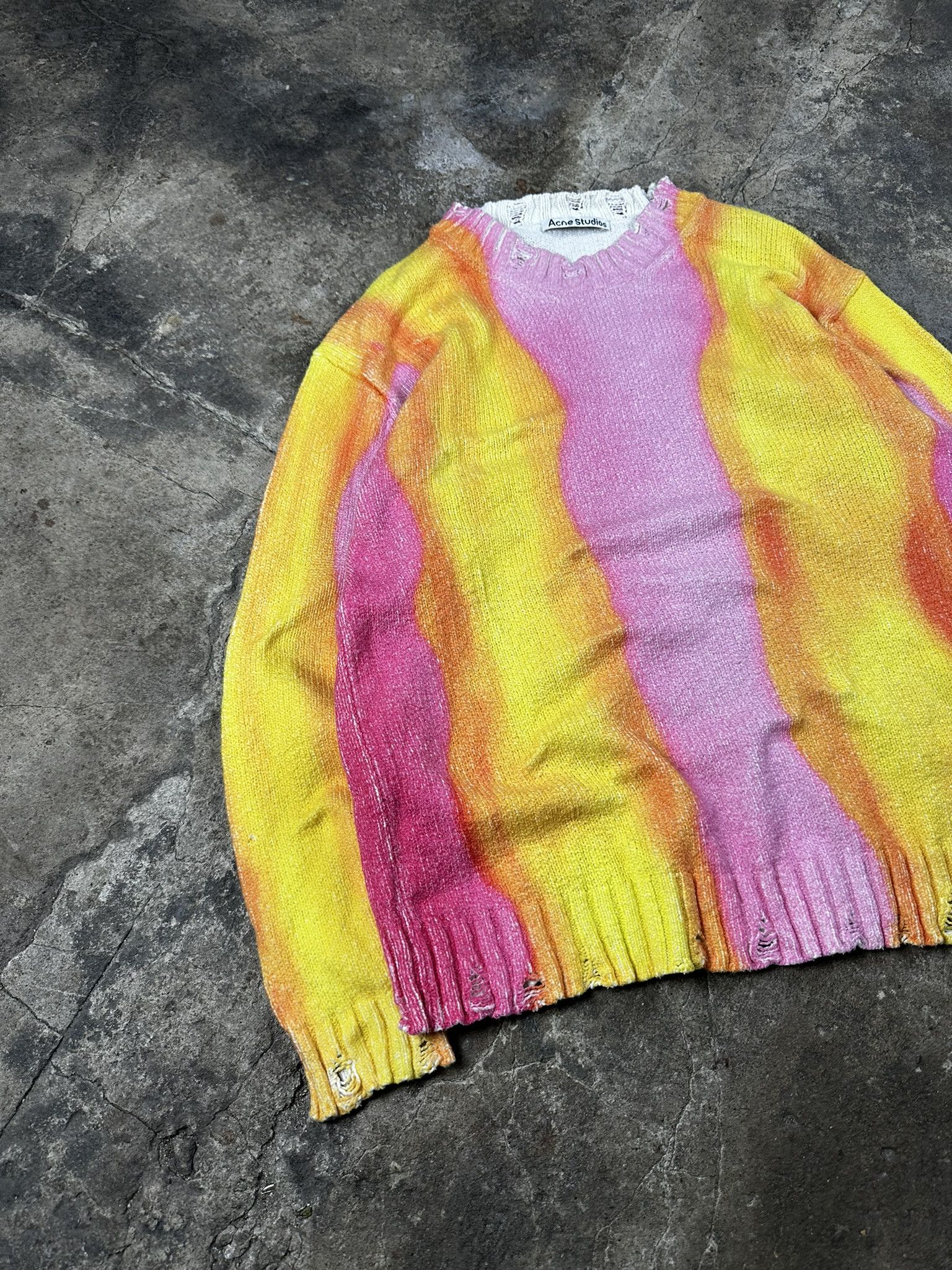 Acne Studios FW21 Acne Studios Motion Striped Distressed Knit Sweater Size US M / EU 48-50 / 2 - 2 Thumbnail