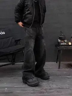 Jean High street hip hop embroidered straight wide leg jeans Size US 32 / EU 48 - 7 Thumbnail