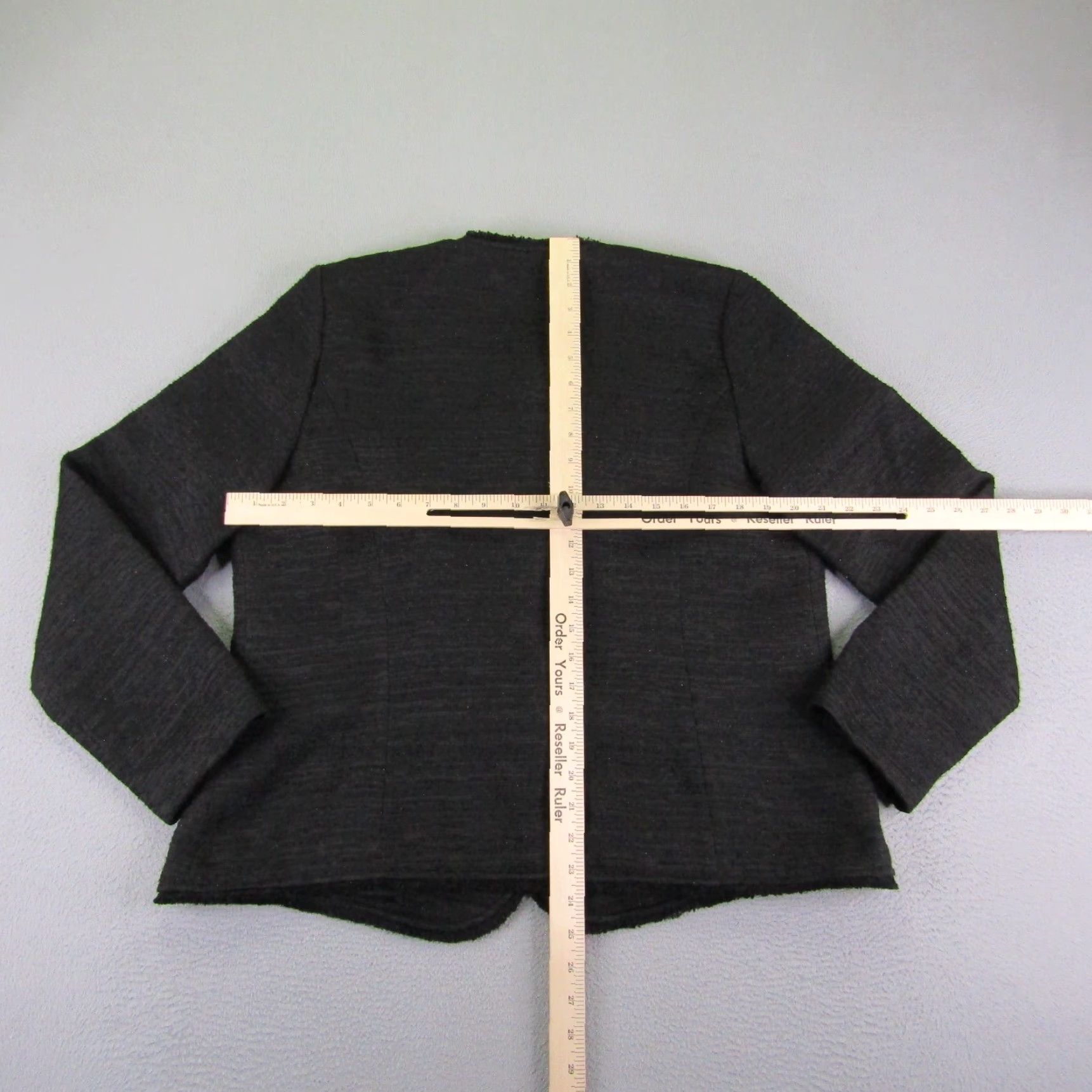 Eileen Fisher VINTAGE Eileen Fisher Jacket Womens Medium Black Open Front Blazer Coat Textured Fringe Size M / US 6-8 / IT 42-44 - 6 Thumbnail