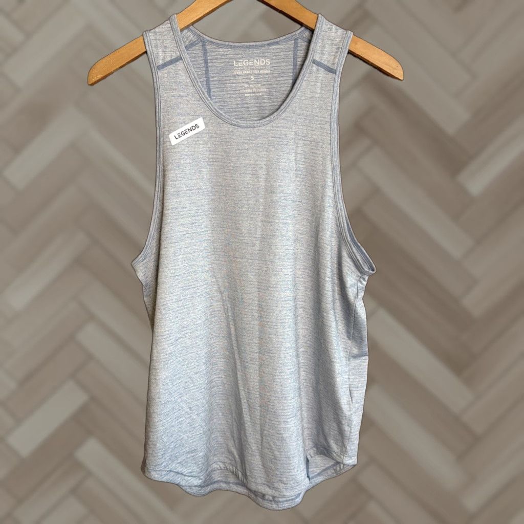 Vintage LEGENDS Tank Top Men Small Gray Performance Stretch Workout Lifting Shirt Size US S / EU 44-46 / 1 - 1 Thumbnail