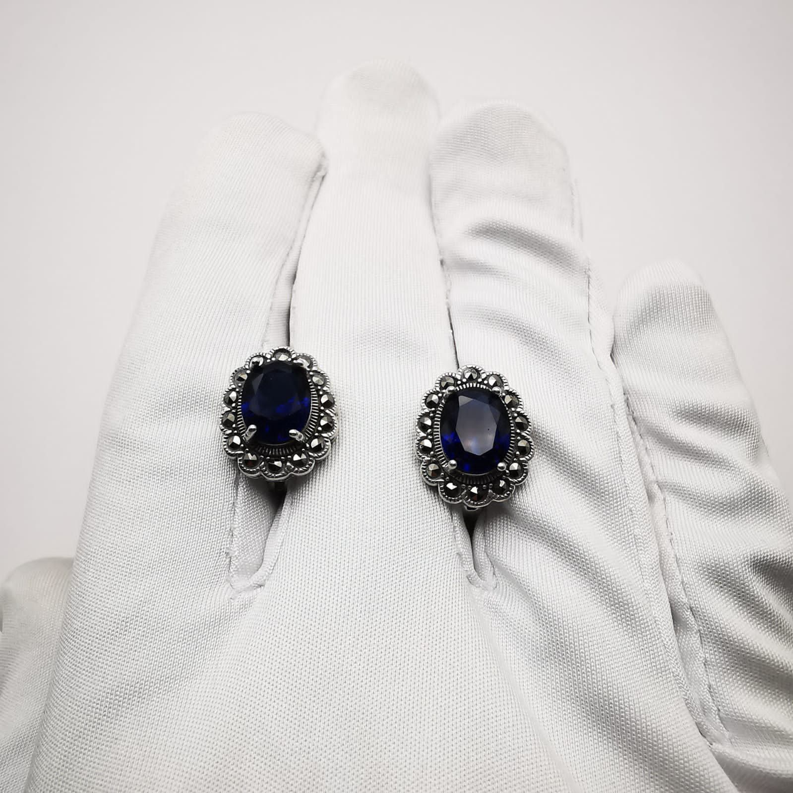 Sterling Silver Vintage Women's Earrings,925 Sterling Silver,Zircon Size ONE SIZE - 4 Thumbnail