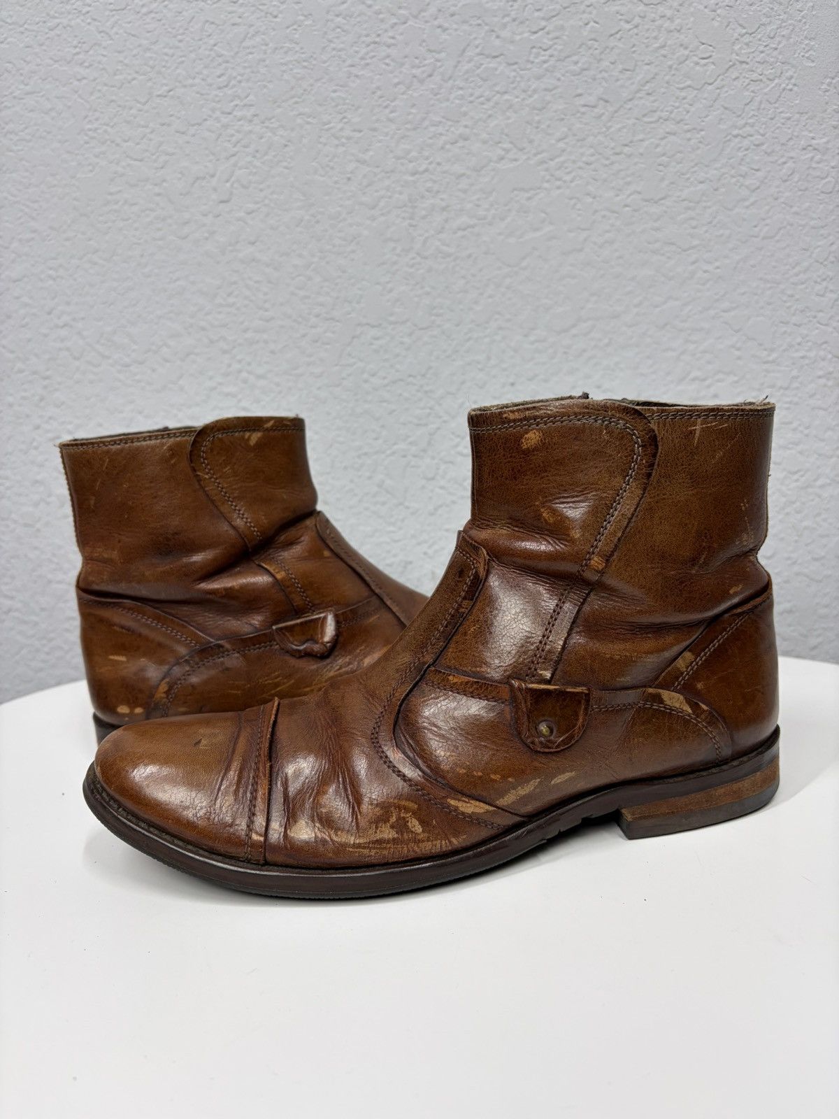 Hedi Slimane Vintage 00s Guidi CCP Style Distressed Leather Biker Boots Size US 8 / EU 41 - 7 Thumbnail