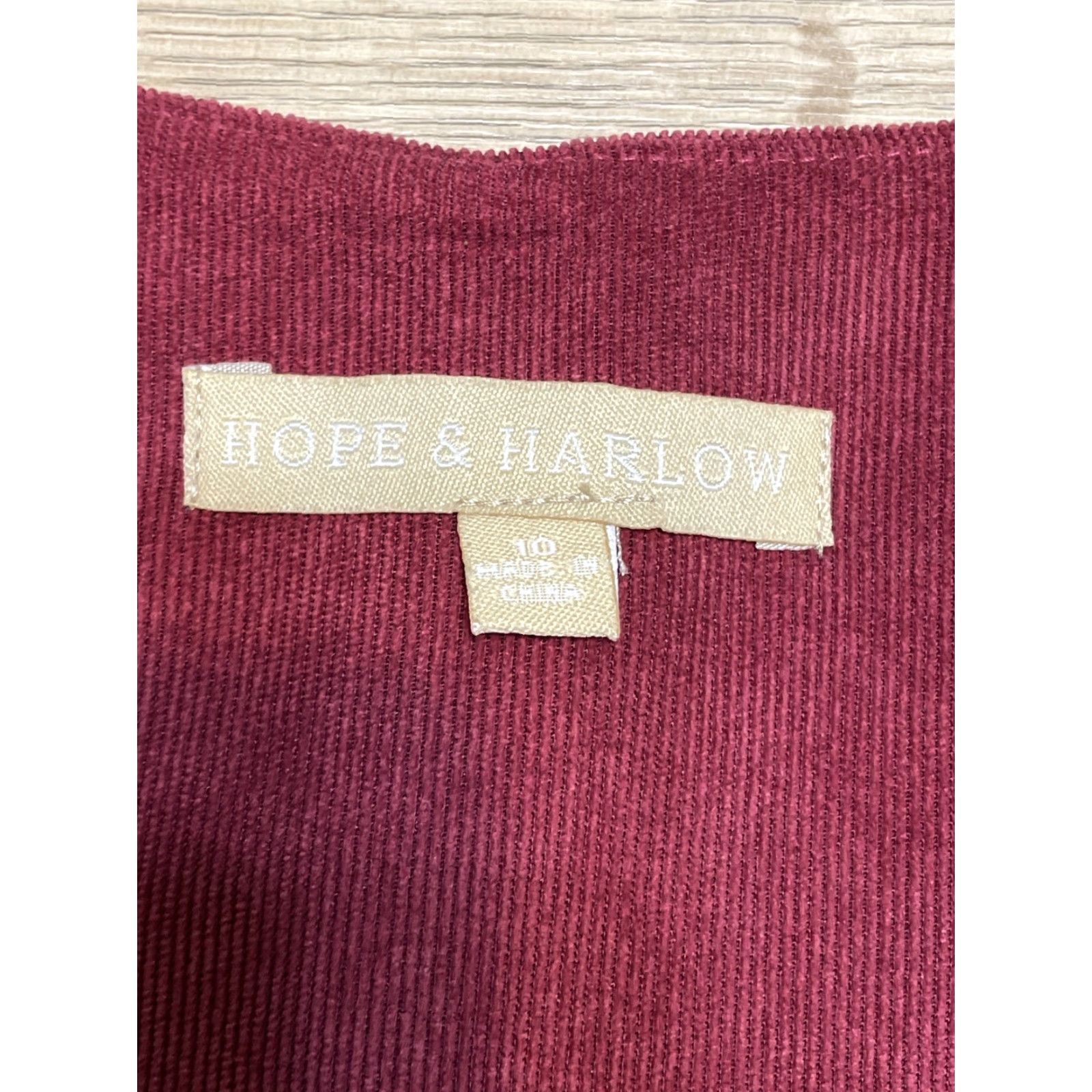 Hope Hope & Harlow Dress Red Corduroy Front Zip SZ 10 Size L / US 10 / IT 46 - 2 Thumbnail