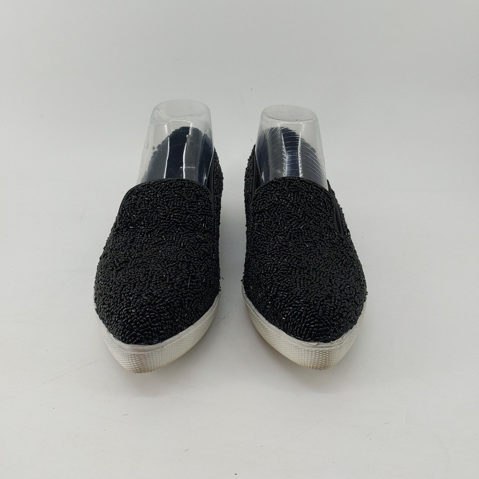 Alice + Olivia Alice + Olivia Beaded Sneaker Shoe Black Leather Point Toe Size US 9 / IT 39 - 8 Thumbnail