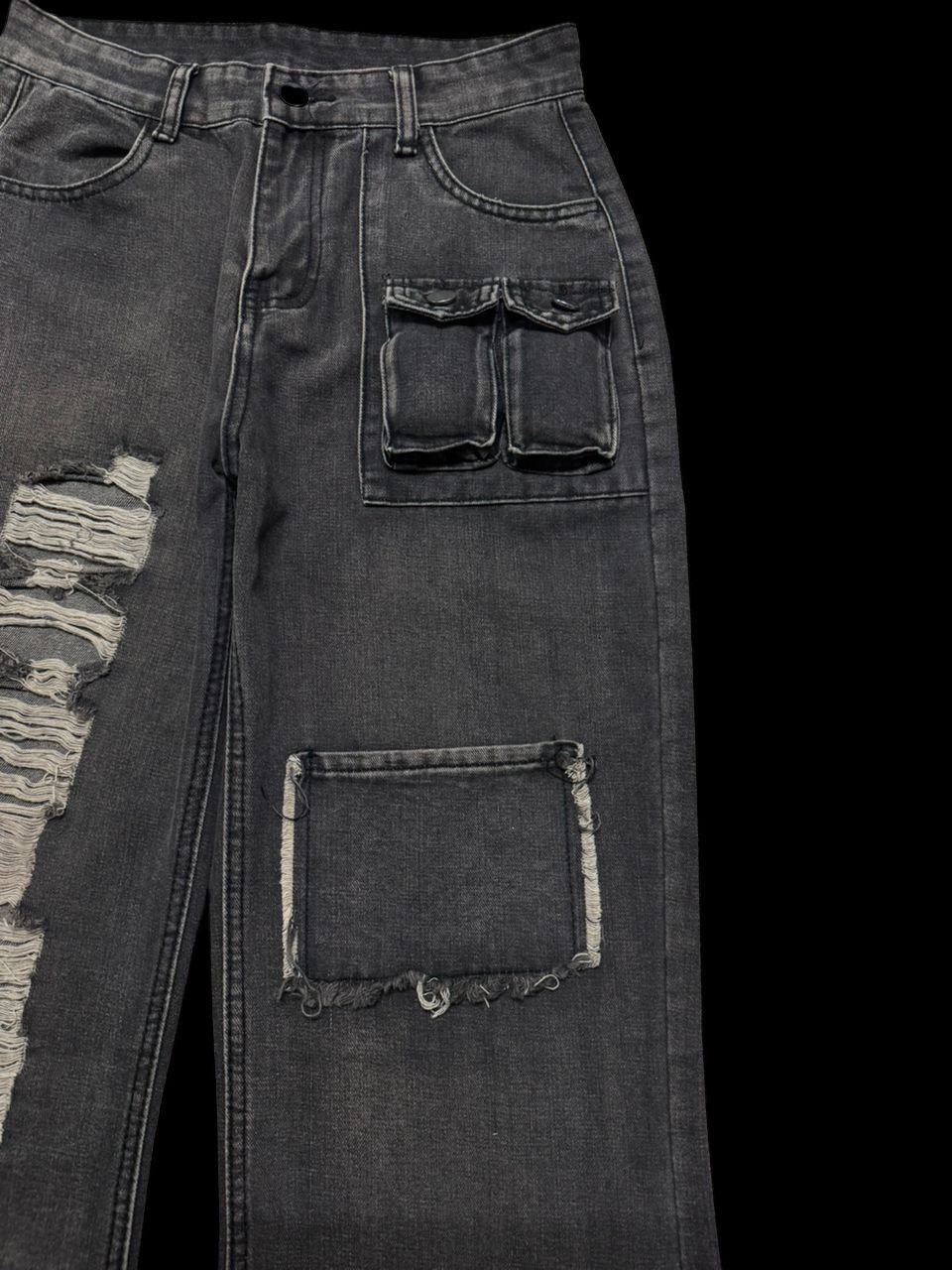Beauty Beast 💥Insane💥🇯🇵 Mega Flare Dark Jean Baggy Flare Bag Pocket Style Size US 28 / EU 44 - 6 Thumbnail