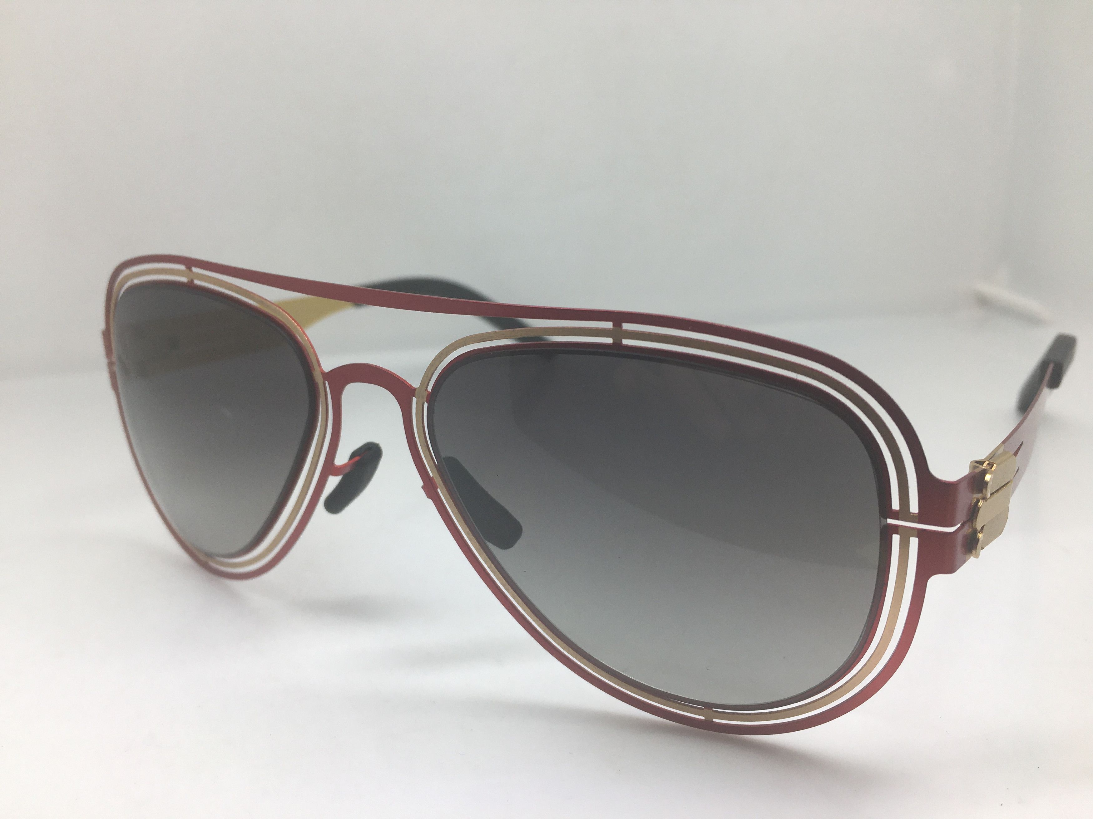 Other Silver Red Alloy Aviator Sunglasses Frame Pilot Size ONE SIZE - 3 Thumbnail