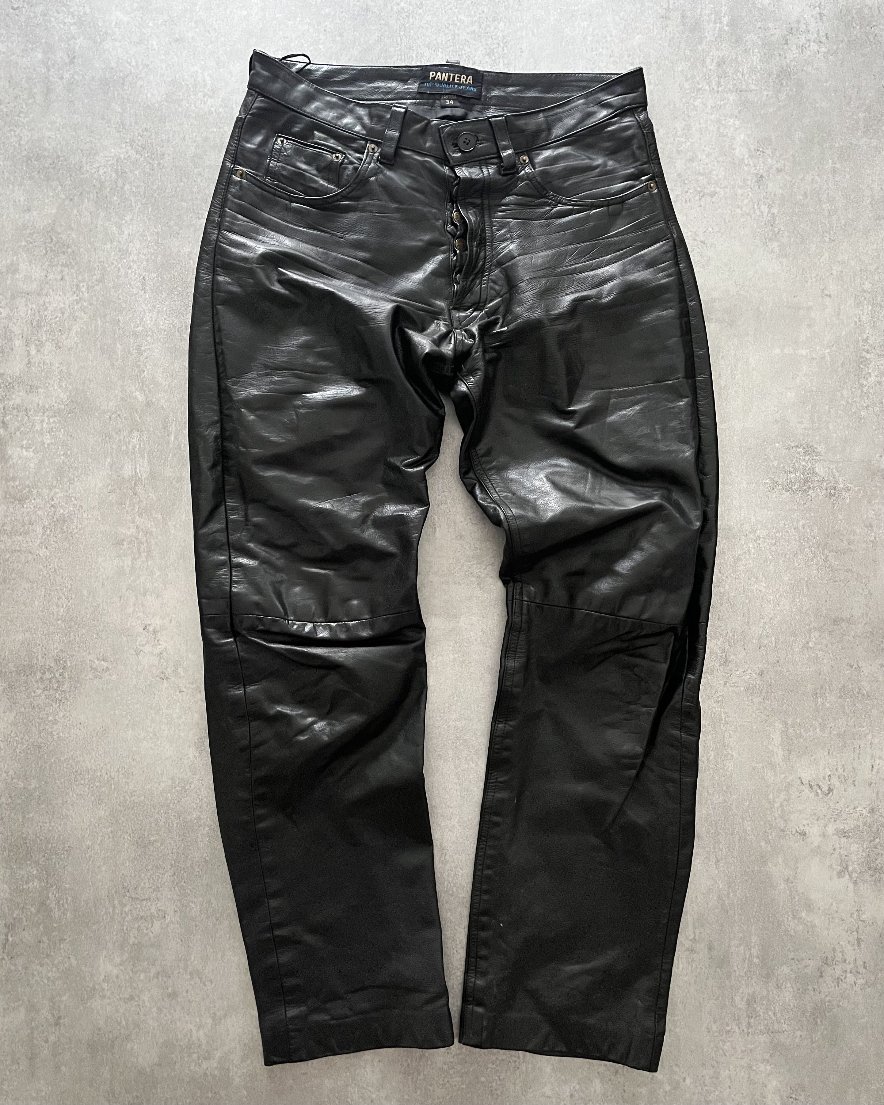 image of Archival Clothing 1990S Pantera Black Rocker Leather Pants, Men's (Size 32)