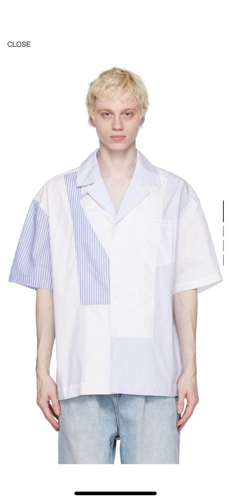 image of Feng Chen Wang White Patchwork Shirt, Men's (Size XL)