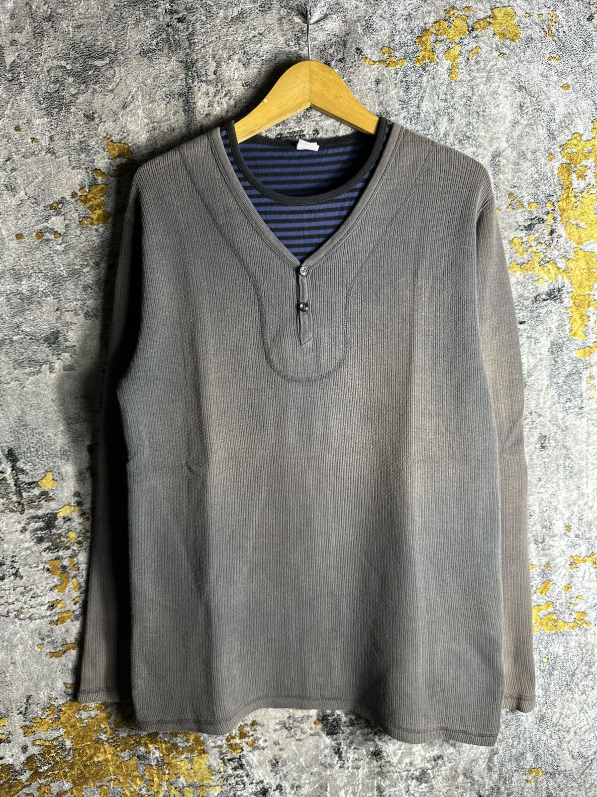 CRAZY FADED JAPANESE WESTERN ROCK LONG SLEEVE DOUBLE LAYER