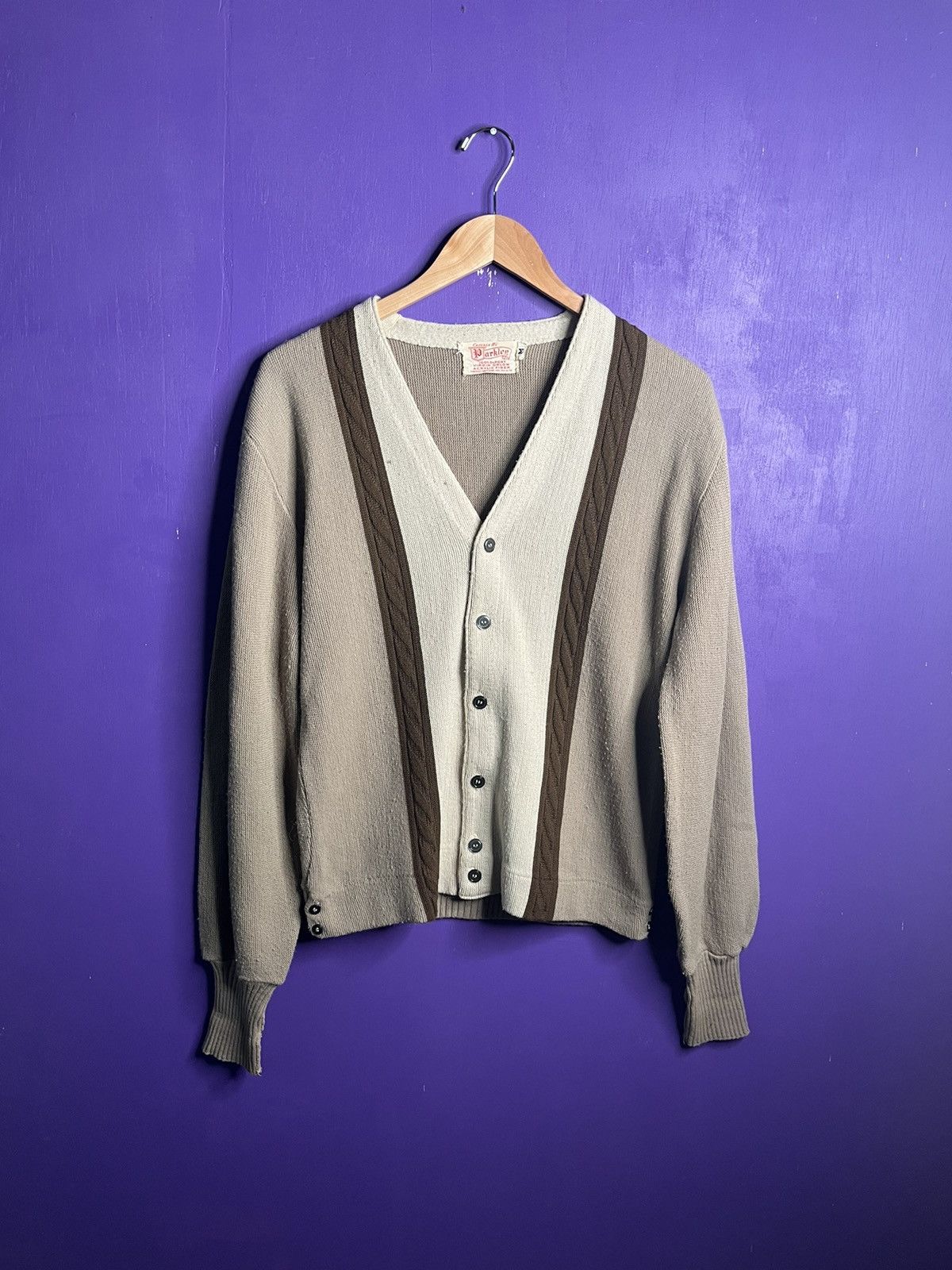 Vintage 70s parkley earth tones striped cardigan