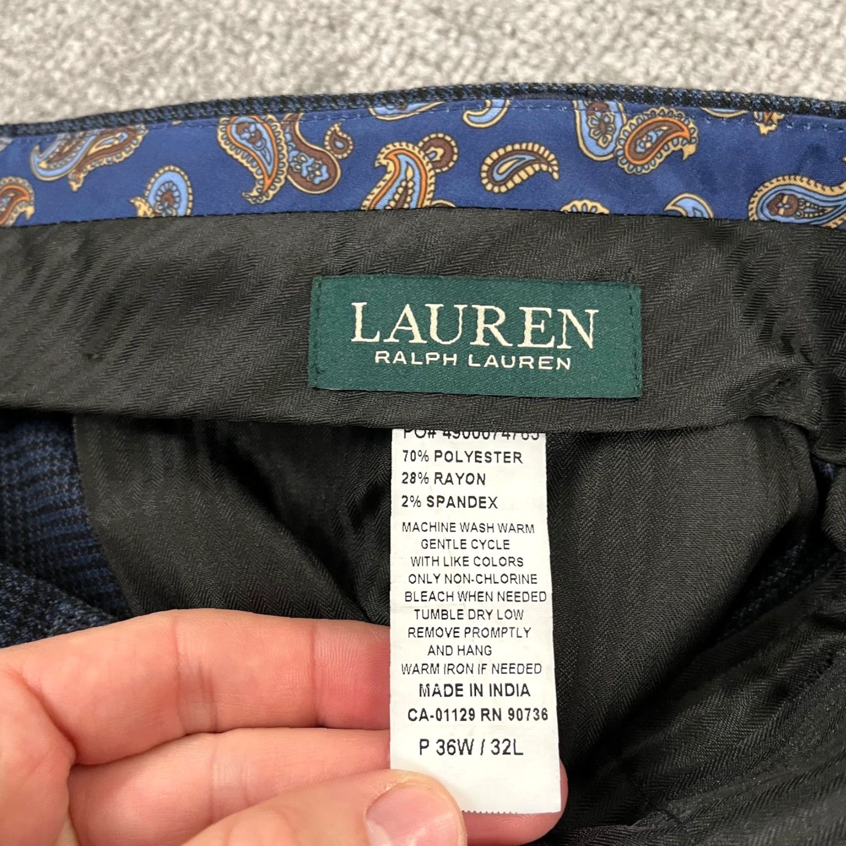 Ralph Lauren LAUREN RALPH LAUREN Pants Mens 36x32 Straight Blue Black Houndstooth Trousers Size US 36 / EU 52 - 2 Thumbnail