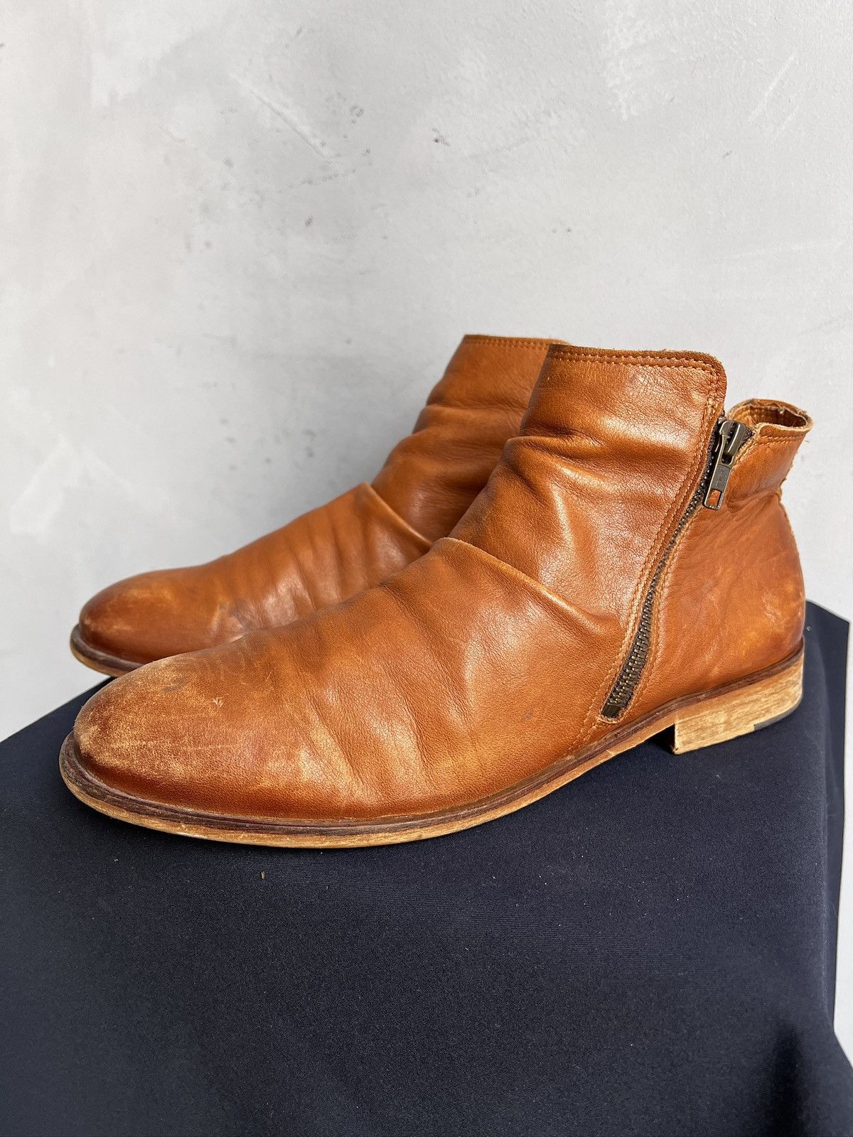 Other Orange Leather Ankle Boots Side guidi style Vintage Look Size US 9 / EU 42 - 1 Thumbnail