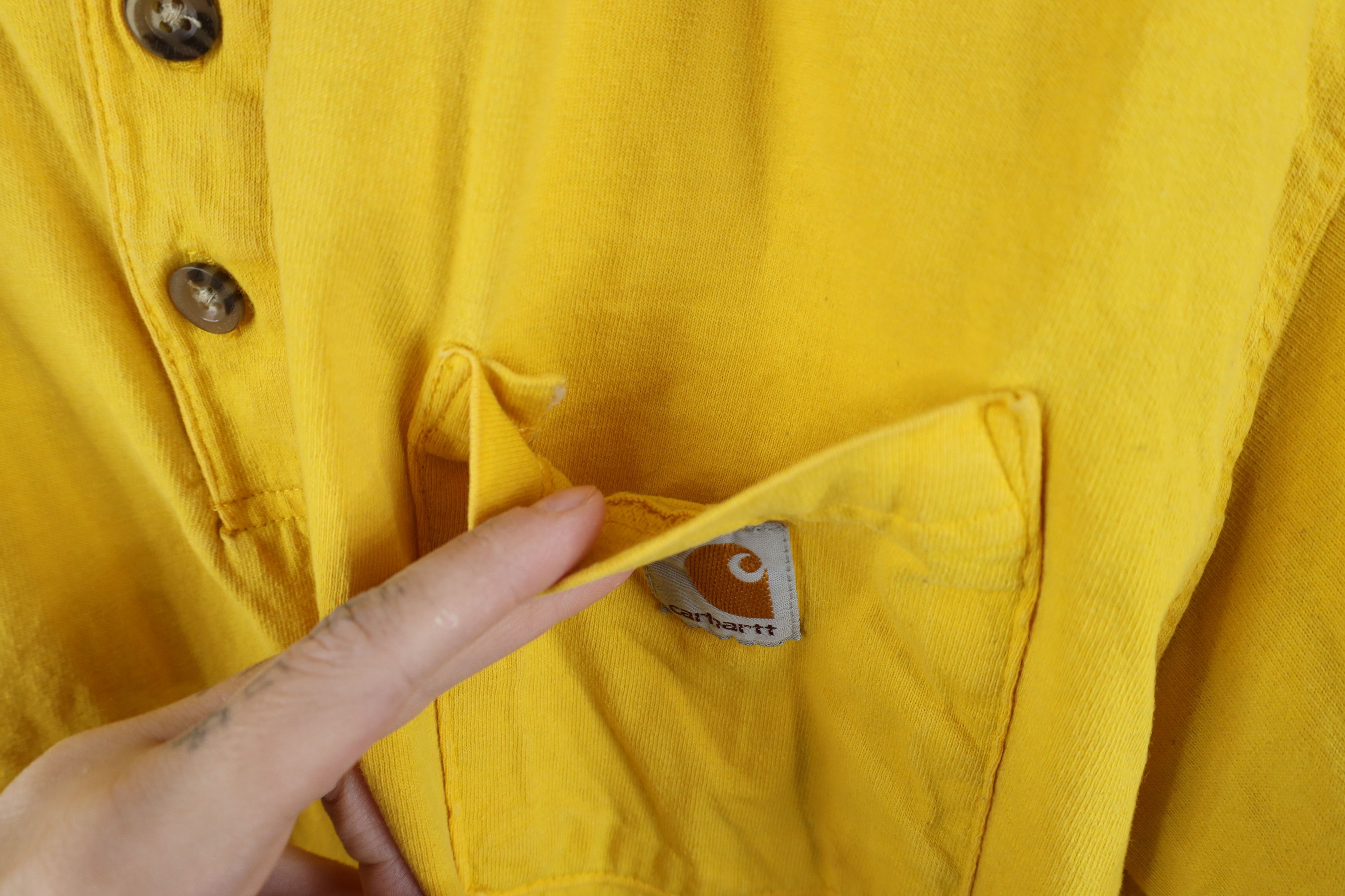 Carhartt Vintage Carhartt Spell Out Henley T-Shirt Cotton Yellow Size US M / EU 48-50 / 2 - 5 Thumbnail