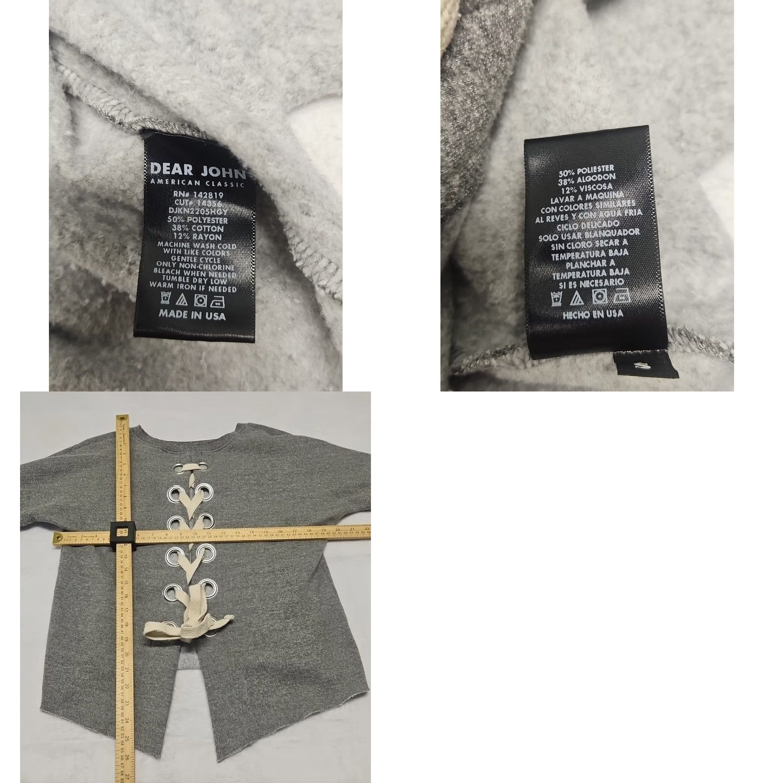 Vintage Dear John Sweatshirt Lace Up Back Pullover Women Small Gray American Activewear Size S / US 4 / IT 40 - 8 Thumbnail