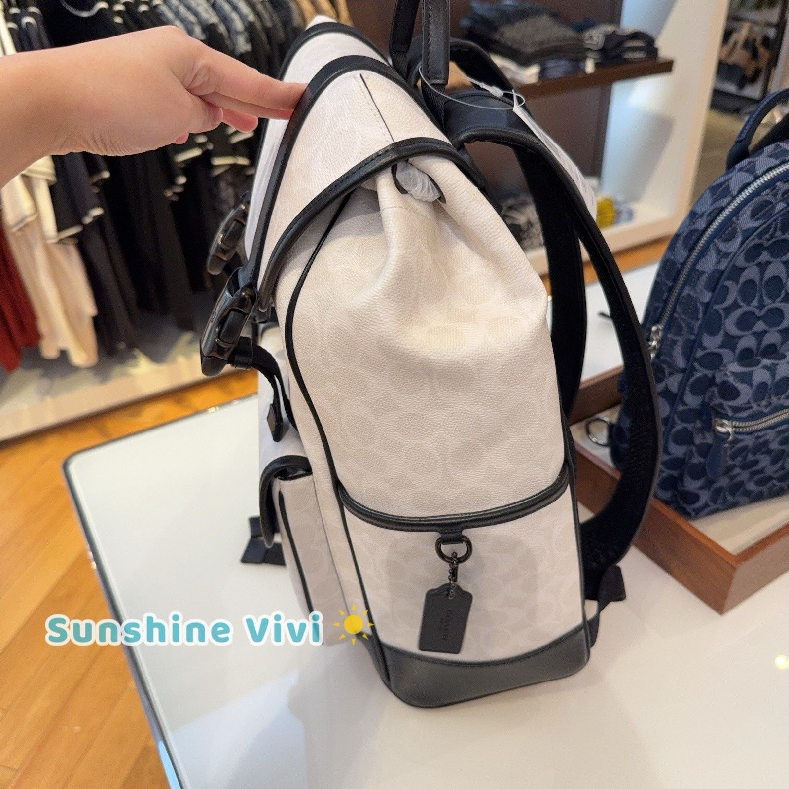 Coach NWT Coach MEN League Flap Backpack White/Black CU201 Size ONE SIZE - 3 Thumbnail