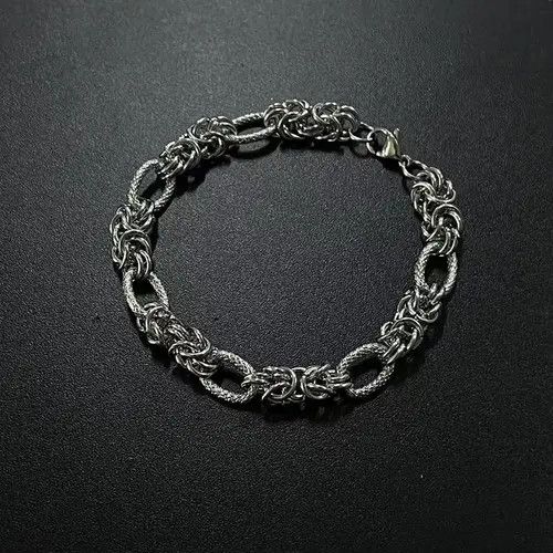 Jewelry Silver Textured Chain Link Men's Bracelet Size ONE SIZE - 4 Thumbnail