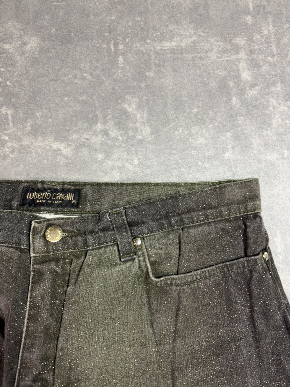 Roberto Cavalli 90s Roberto Cavalli Glitter Faded Wide Leg Denim Jeans XL Size US 34 / EU 50 - 7 Thumbnail