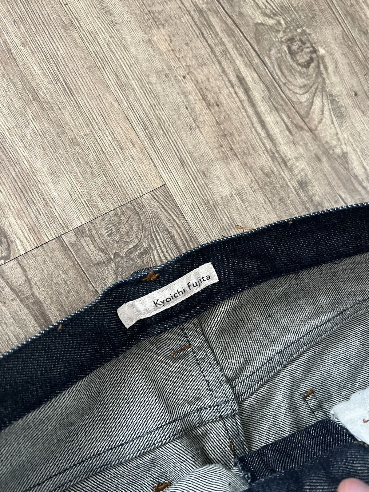 Japanese Brand Kyoichi Fujita Floral Leather Inlay Flare Denim Jeans y2k Size 26" / US 2 / IT 38 - 4 Thumbnail
