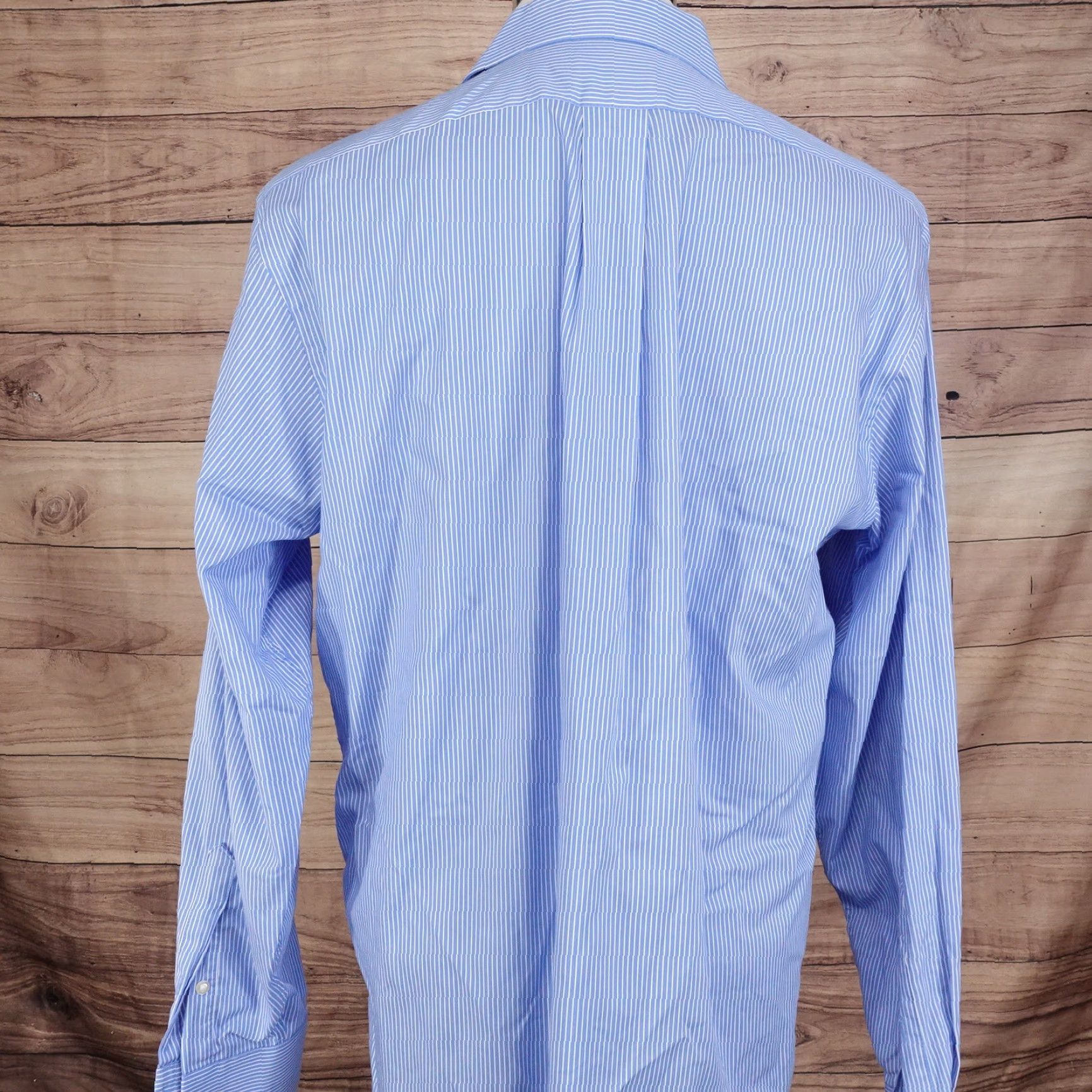 Chaps CHAPS COMFORT STRETCH REGULAR FIT DRESS SHIRT MENS SIZE 16 34/35 BLUE STRIPED LONG SLEEVE COTTON COLLARED BUTTON NICK? Size 42R - 4 Thumbnail