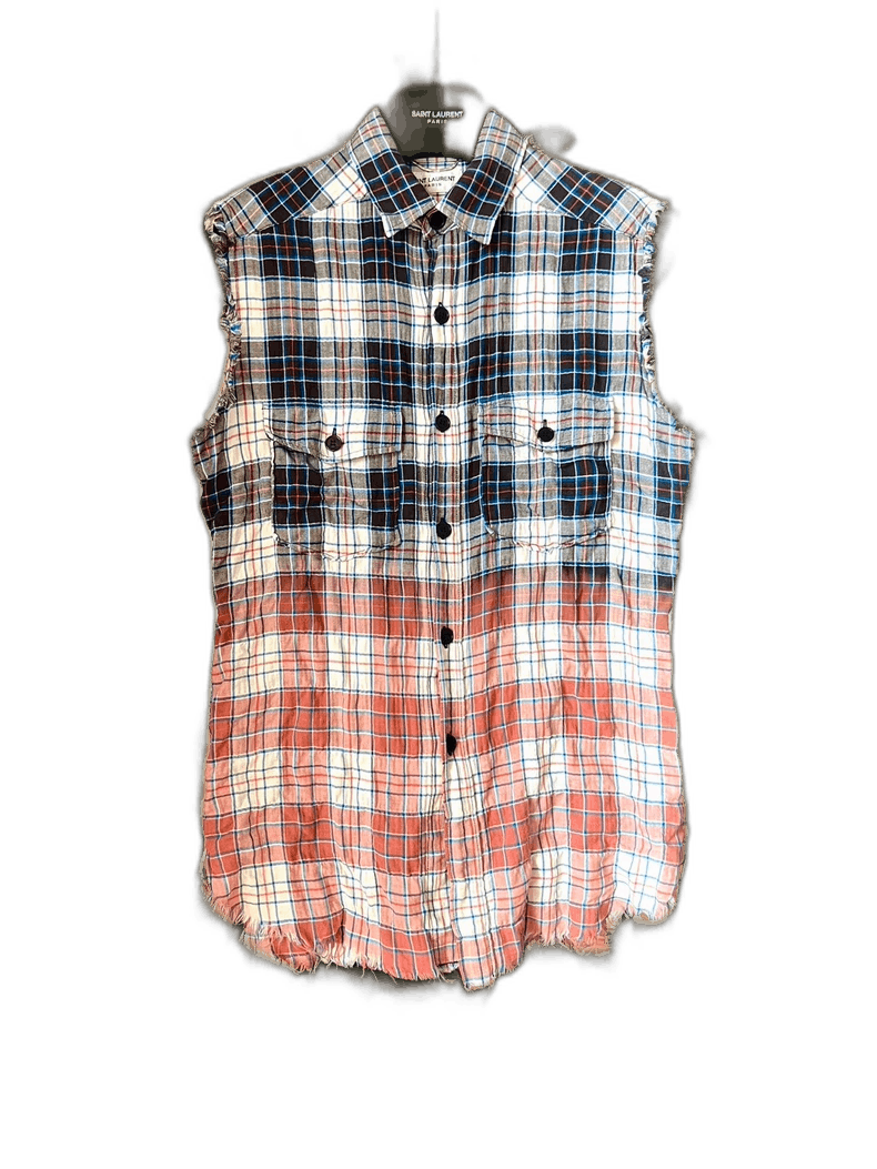 Saint Laurent Paris saint laurent gradient plaid sleeveless shirt Size US XS / EU 42 / 0 - 1 Thumbnail