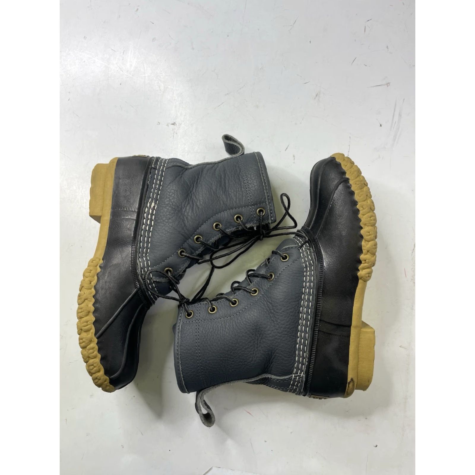 Vintage L.L.Bean Bean Boots Boots, 8" Shearling-Lined Insulated, Women 6.5 M Blue Plaid, Winter, Leather, Plaid, Moderate wear Size US 7 / IT 37 - 7 Thumbnail