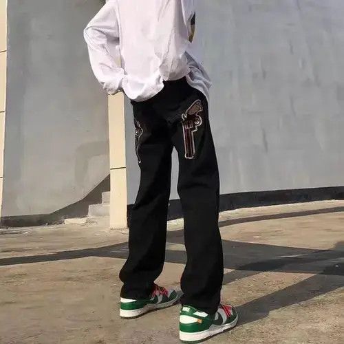 Japanese Brand × Jean Road Fashion twin gun embroidered patch bootcut jeans Size US 32 / EU 48 - 1 Thumbnail