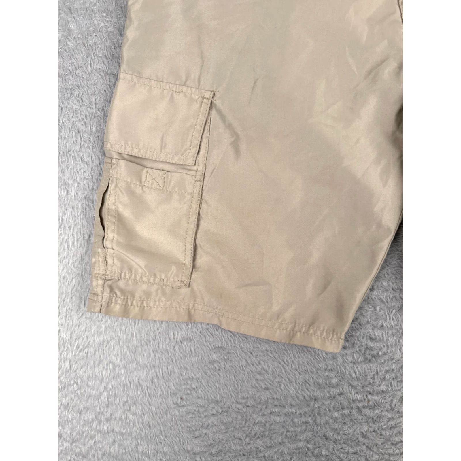 Burnside Burnside Men Cargo Shorts 32 Beige Polyester Blend Casual Beach 32x11 Vintage No Size US 32 / EU 48 - 3 Thumbnail