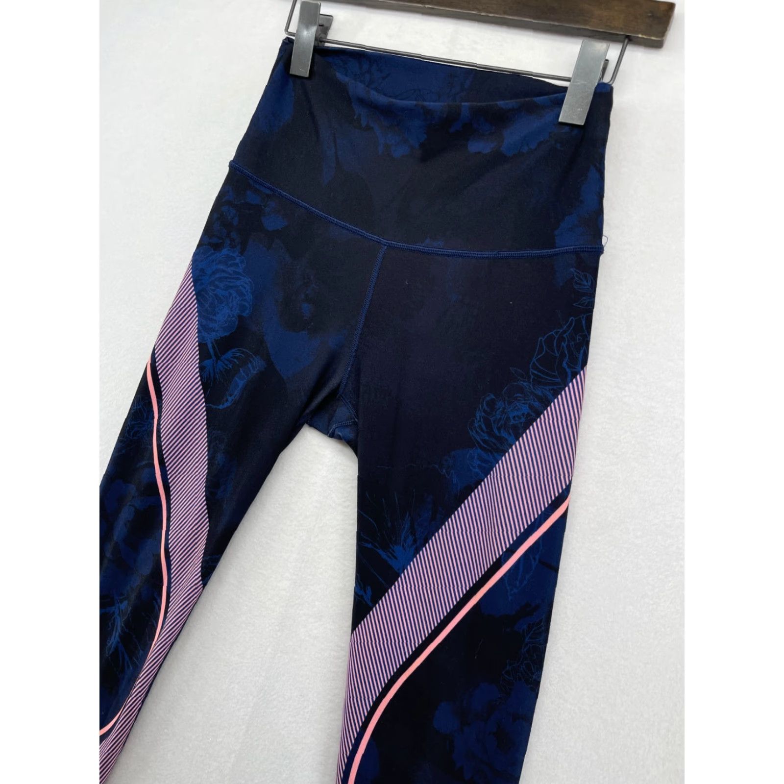 Vintage WITH Wear It To Heart Leggings Womens M Blue Purple Comfort Athletic, Pull On, Size M, Leggings, Women Size 32" / US 10 / IT 46 - 2 Thumbnail