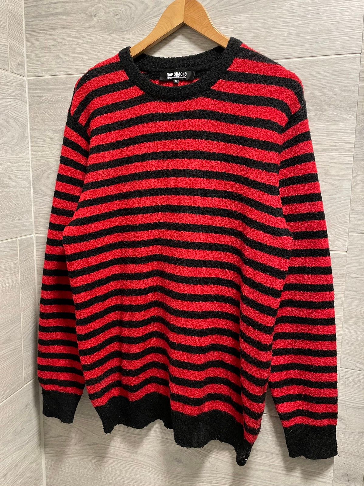 Pre-owned Raf Simons Archive  (aw 03-04) Stripe Sweater In Red