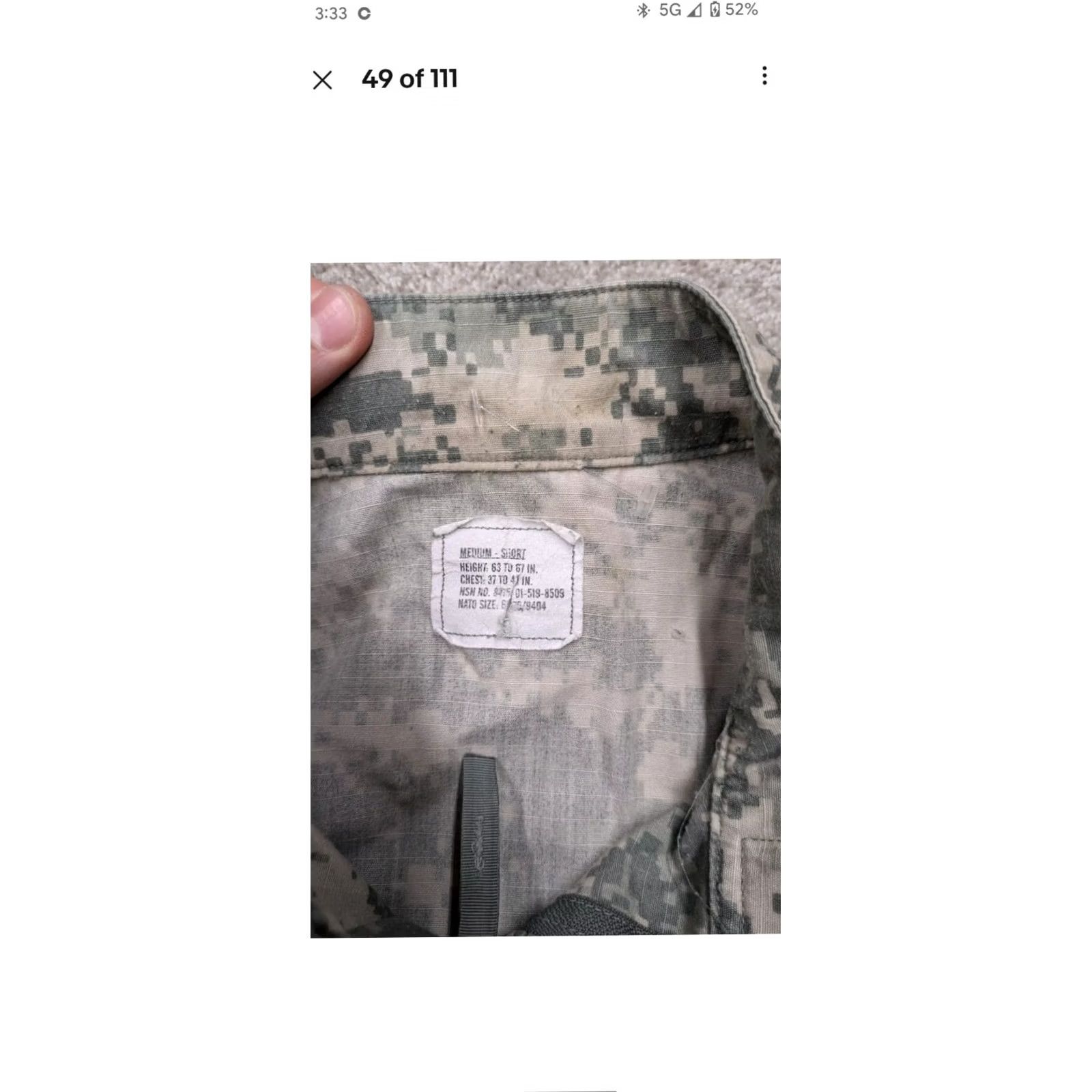 Vintage US Army Jacket Mens M Medium Camo Collared Zip Digital Camo Short Size US 31 - 6 Thumbnail