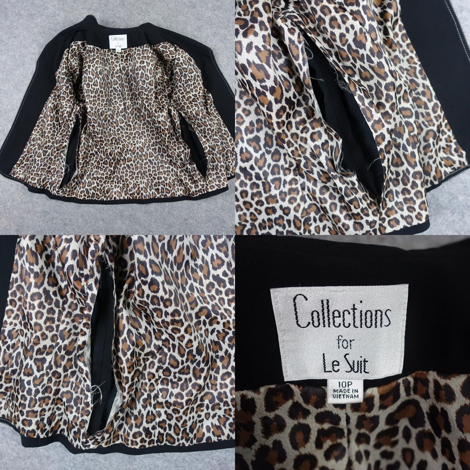 Vintage VINTAGE Collections for Le Suit Blazer Jacket Womens 10P Black Leopard Lined VTG Size L / US 10 / IT 46 - 9 Thumbnail