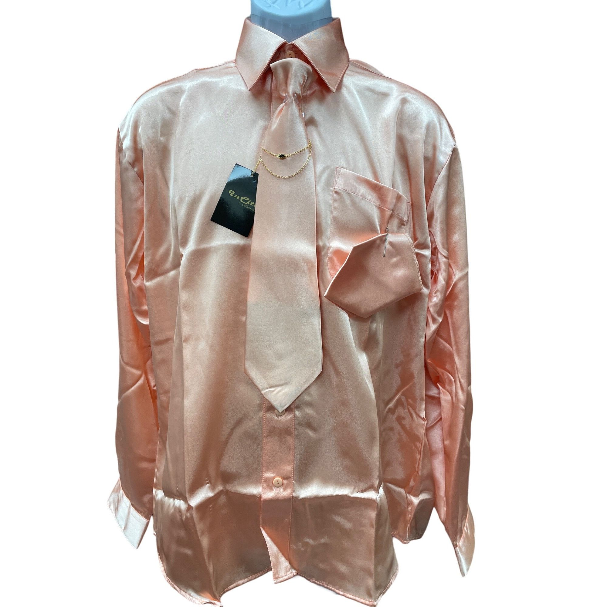 Other InCiti le collezioni Men Peach Satin Look Dress Shirt M SKU Size US M / EU 48-50 / 2 - 1 Thumbnail