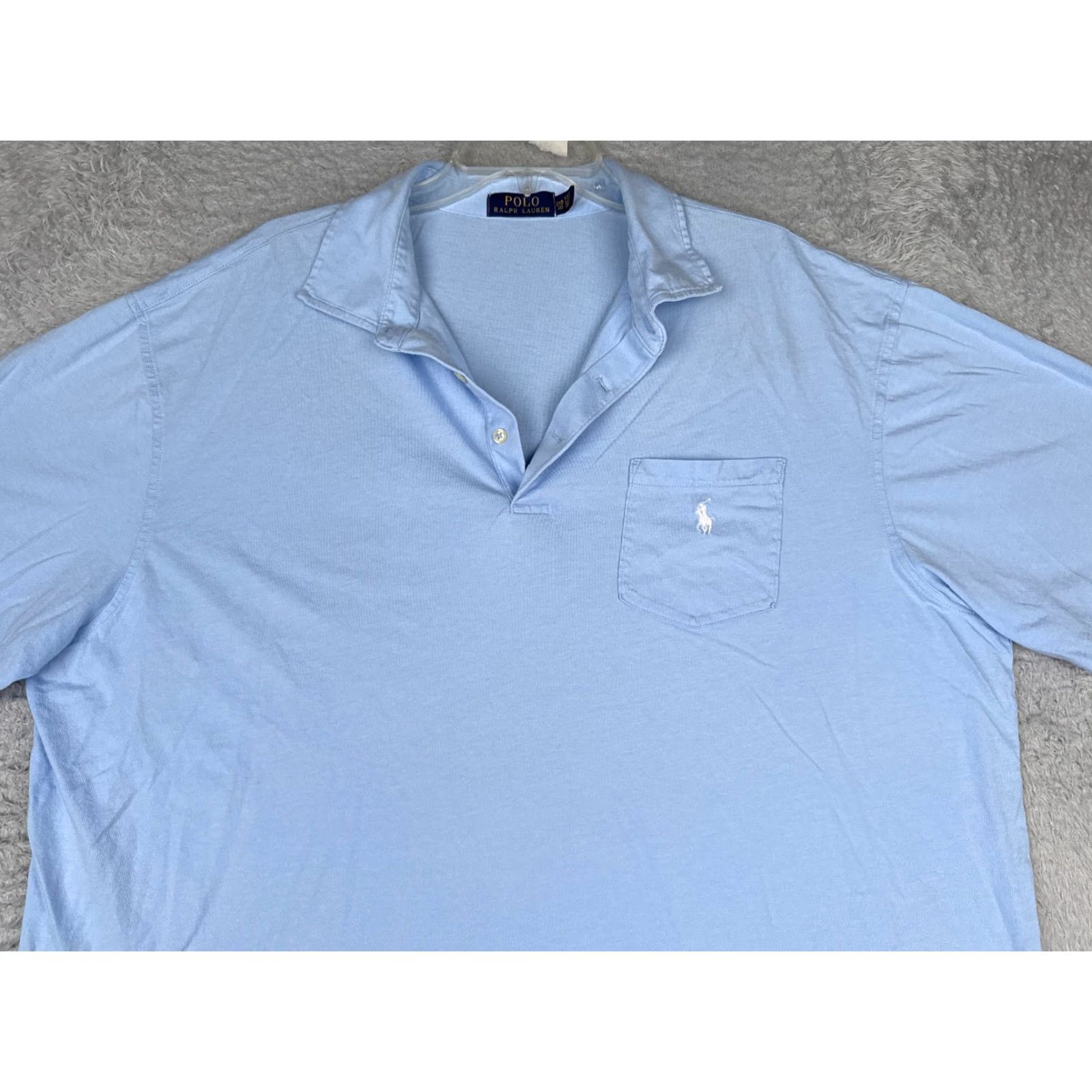 Polo Ralph Lauren Polo Ralph Lauren Shirt Adult 2XB Blue 100% Cotton Short Sleeve Pocket Polo Shirt Mens 2XB Blue Polo Ralph Lauren Shirt Size US XXL / EU 58 / 5 - 4 Thumbnail