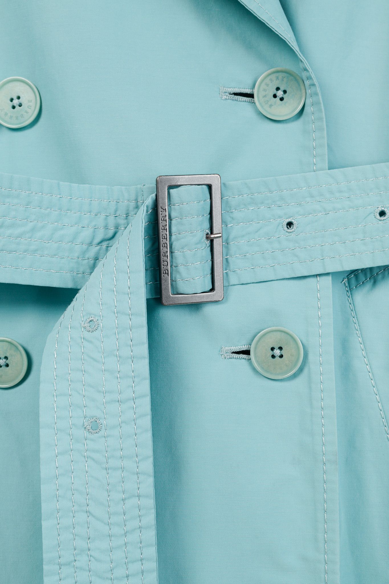 Burberry Burberry Turquoise Sateen Check-Undercollar Trench Coat Size M / US 6-8 / IT 42-44 - 9 Thumbnail