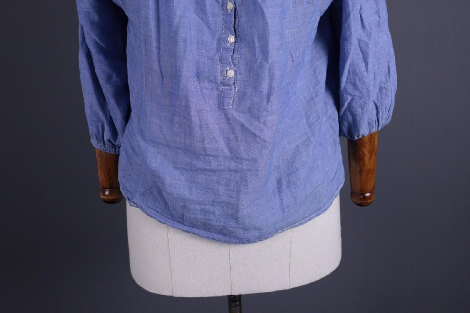 Designer Polo Jeans Ralph Lauren Blue Henley Shirt Size XS Size XS / US 0-2 / IT 36-38 - 3 Thumbnail