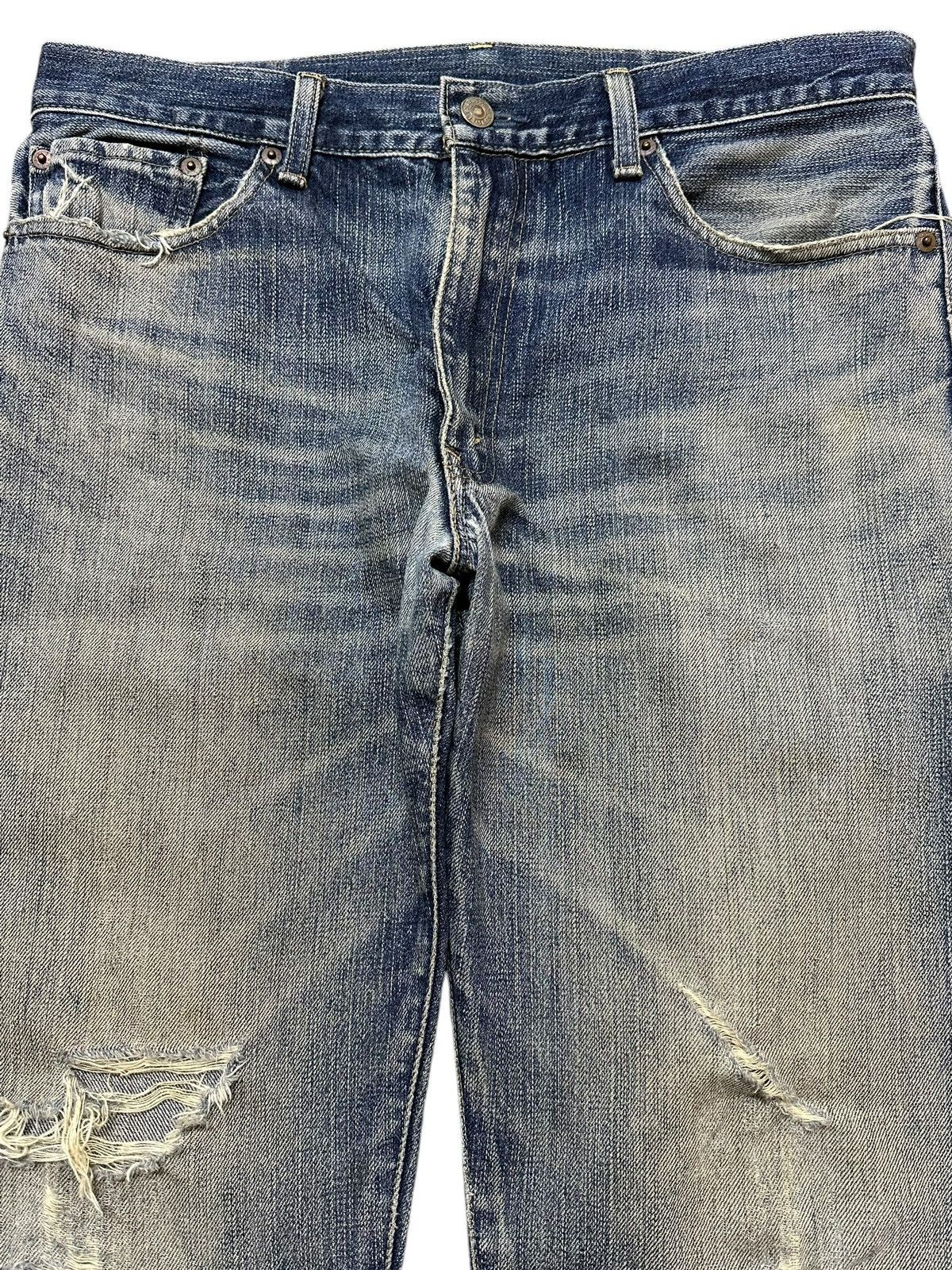 Levi's Vintage 90s Levis 505 Blue Faded Wash Distressed Loose Jeans Size US 33 - 3 Thumbnail