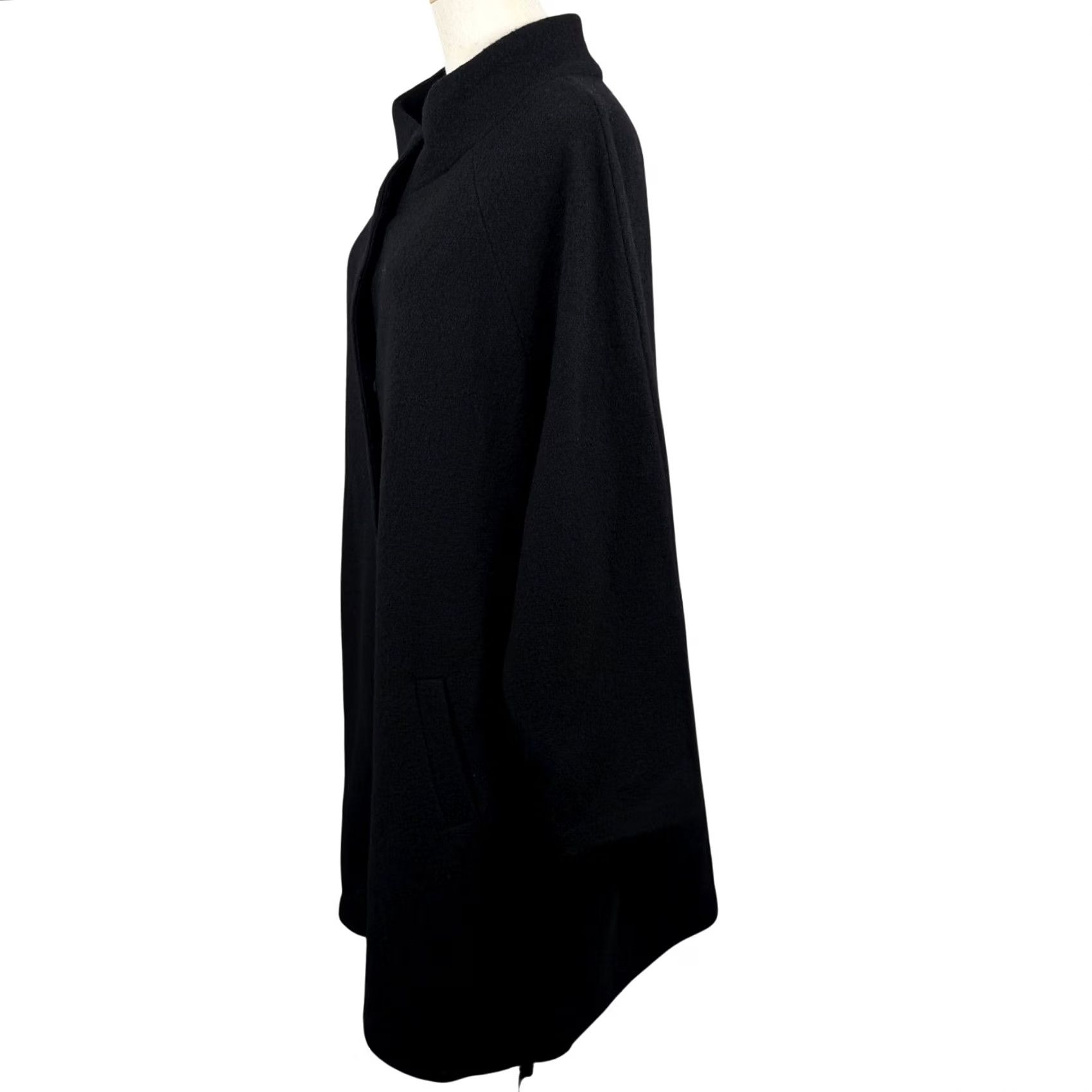 Cynthia Rowley Cynthia Rowley Wool Coat Black 2X Overcoat Veil Funnel Neck Hidden Button Minimalist EUC Womens Size XXL / US 16-18 / IT 52-54 - 2 Thumbnail