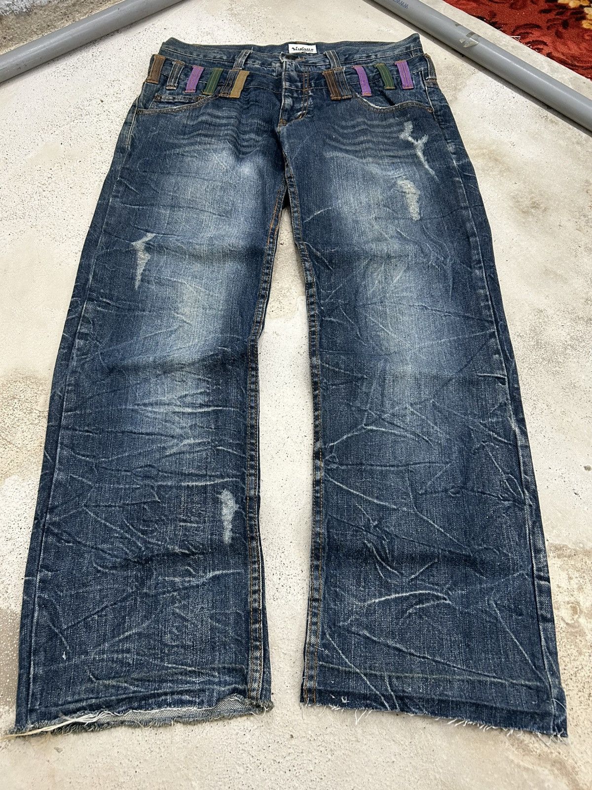 GOSTAR DE FUGA Vintage Y2k Nylaus Distressed Clawn Marks Straight Cut Size US 33 - 1 Thumbnail