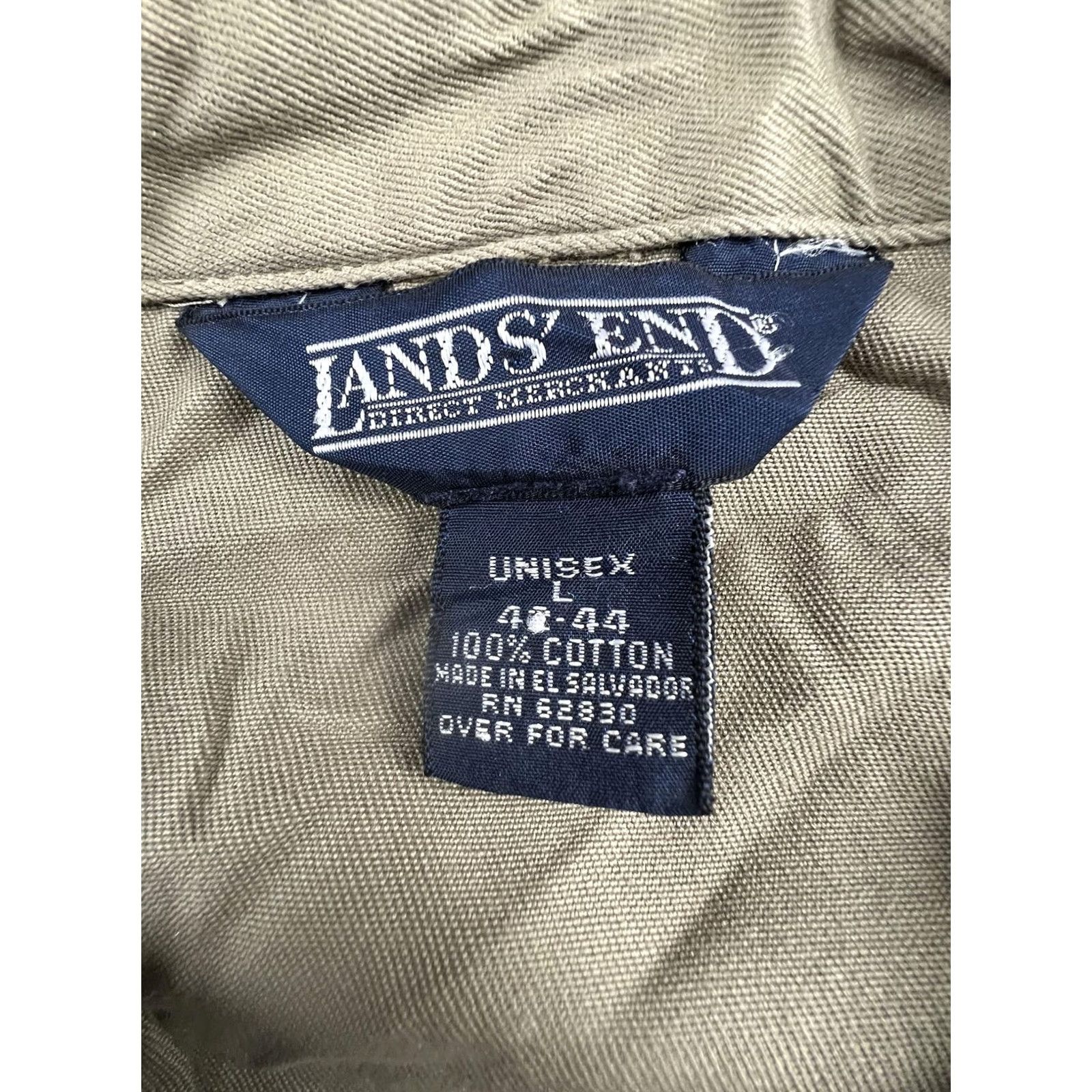 Lands' End VINTAGE Lands' End Jacket Mens L Beige Cotton Windbreaker Promo Logo 90s Shirts Mens? Size US L / EU 52-54 / 3 - 3 Thumbnail