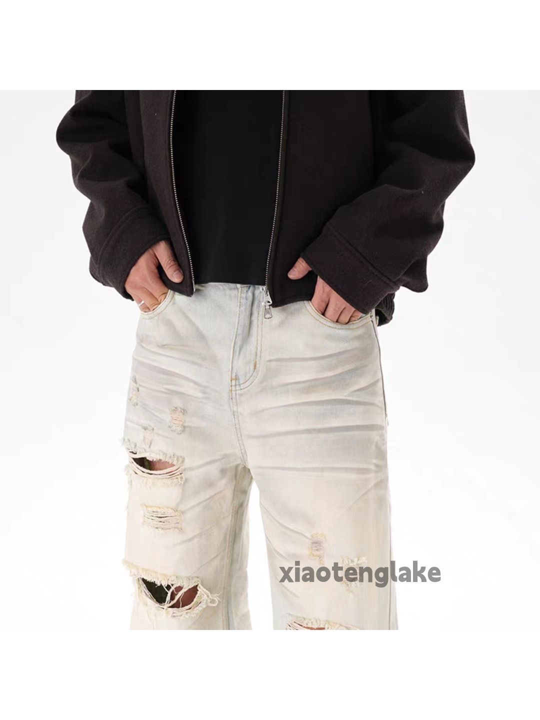Jean xtl washed faded punk grunge loose baggy Stain jeans Size US 34 / EU 50 - 3 Thumbnail