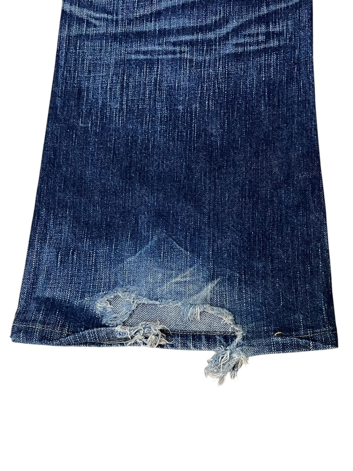 Edwin SICK🔥VINTAGE EDWIN 503 FLARED BLUE TRIP DISTRESSED JEANS Size US 35 - 11 Thumbnail