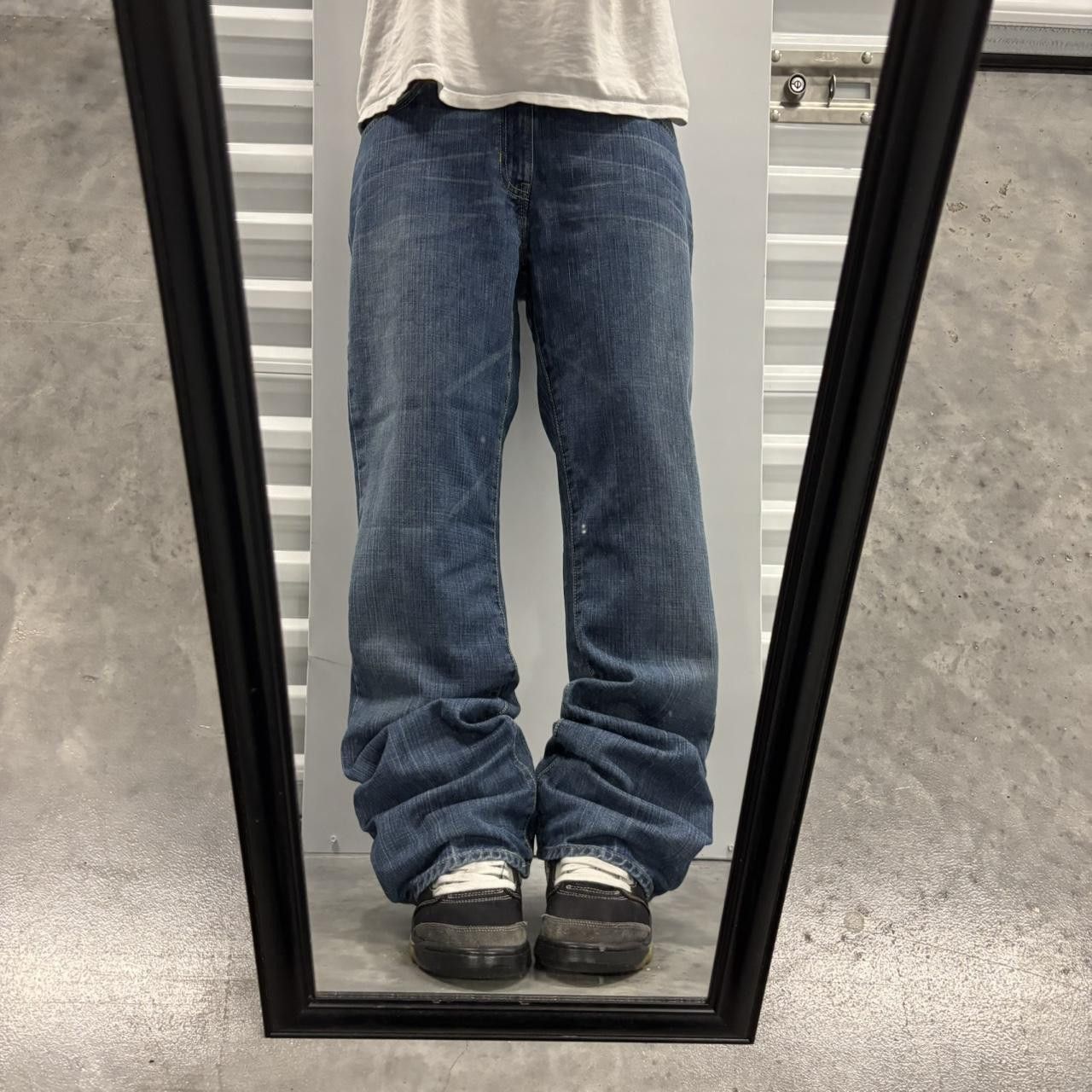 Japanese Brand × Vintage Crazy Vintage Y2K/2000s Grunge Dark Wash Bootcut Denim Jeans! Size US 34 / EU 50 - 1 Thumbnail
