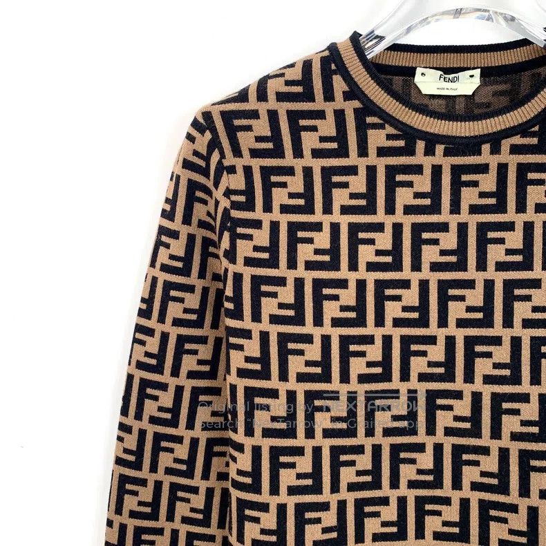 Fendi Fendi Brown Logo Letter Full-Print Round Neck Long Sleeve Size XXS / US 00 / IT 34 - 3 Thumbnail