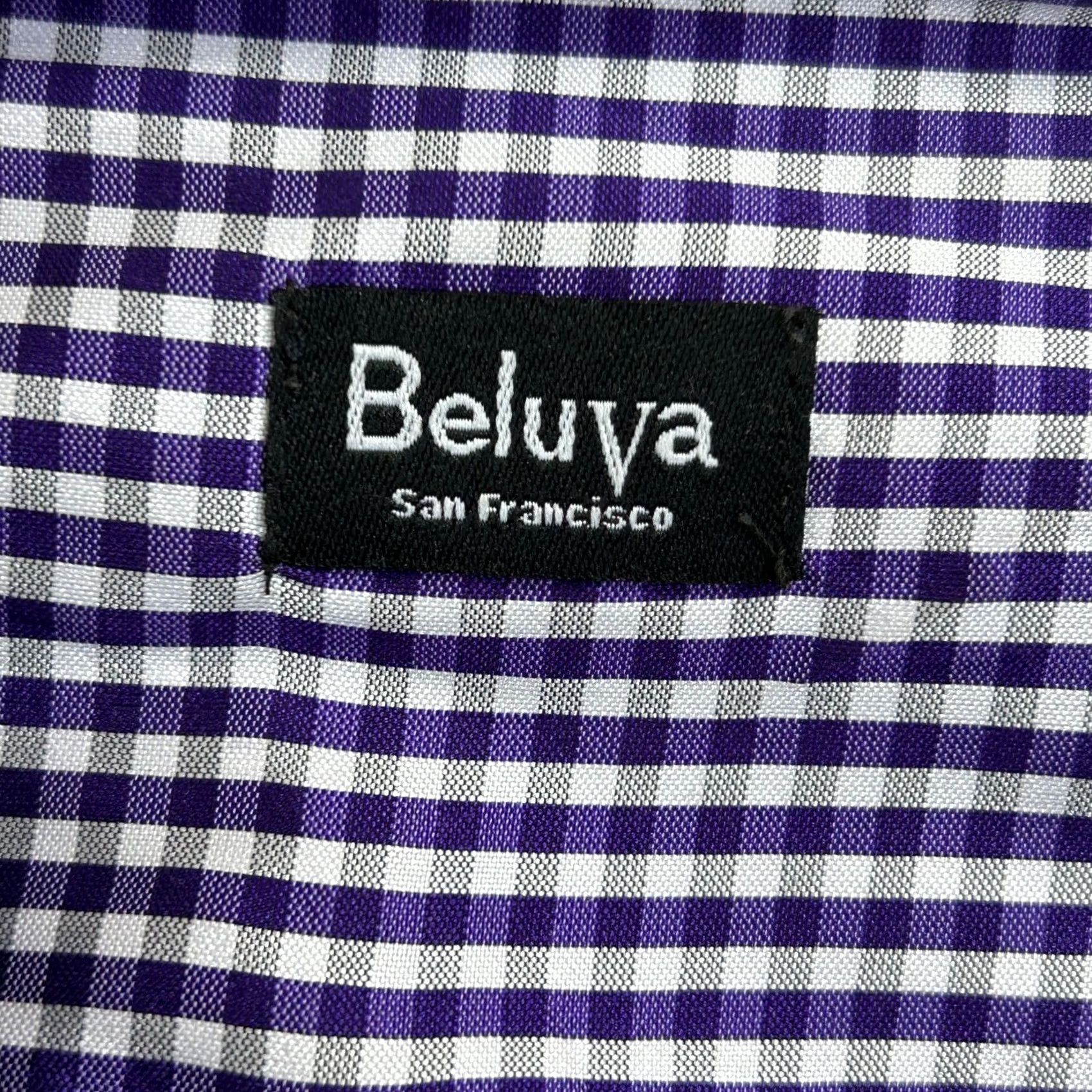 Vintage Beluva San Francisco Womens Purple Gingham Button-Up Blouse 3/4 Sleeve Medium Size M / US 6-8 / IT 42-44 - 2 Thumbnail