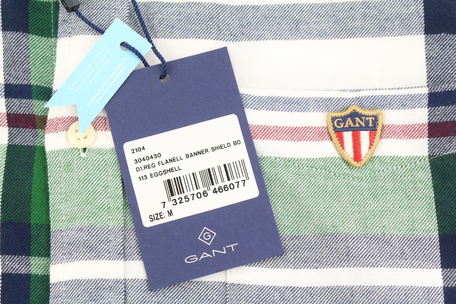 Gant REG FLANNEL BANNER SHIELD M Eggshell Button 87506 Size US M / EU 48-50 / 2 - 7 Thumbnail