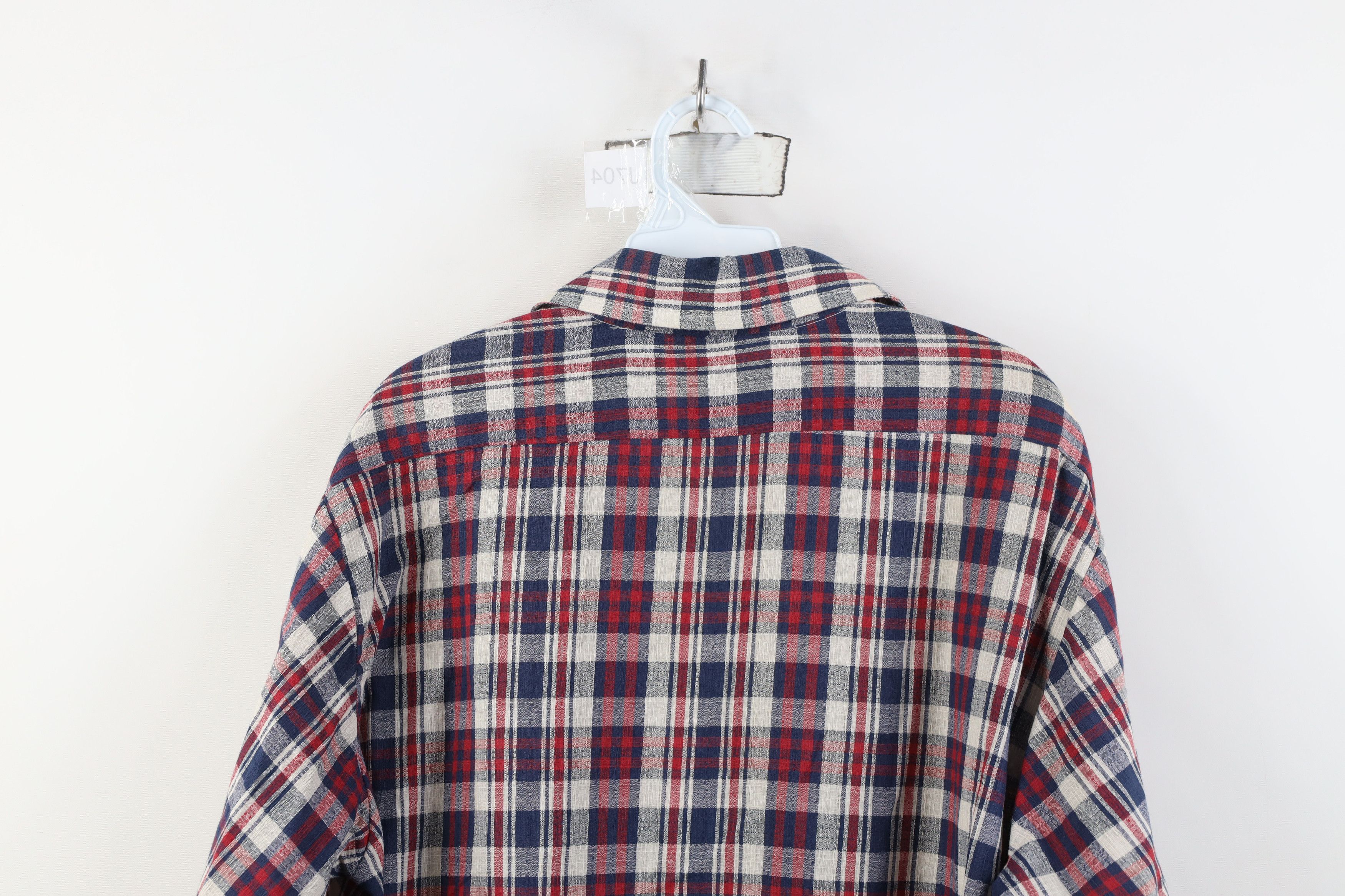 Vintage Vintage 70s Streetwear Knit Collared Button Shirt Plaid Size US L / EU 52-54 / 3 - 12 Thumbnail