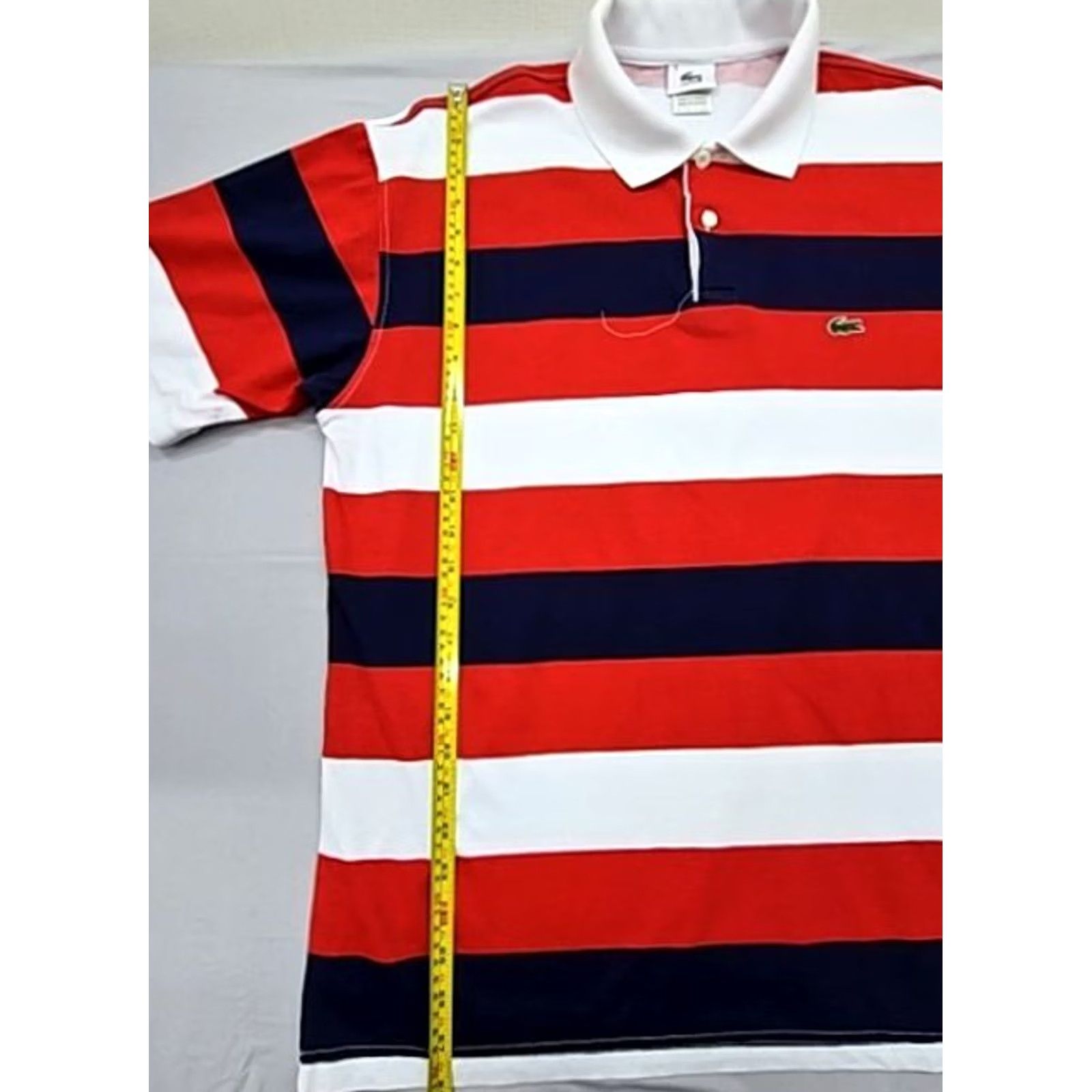 Lacoste Lacoste Polo Shirt Polo Shirt Lacoste Men's Red White Navy Striped Short Sleeve Cotton XXL Size US XXL / EU 58 / 5 - 5 Thumbnail